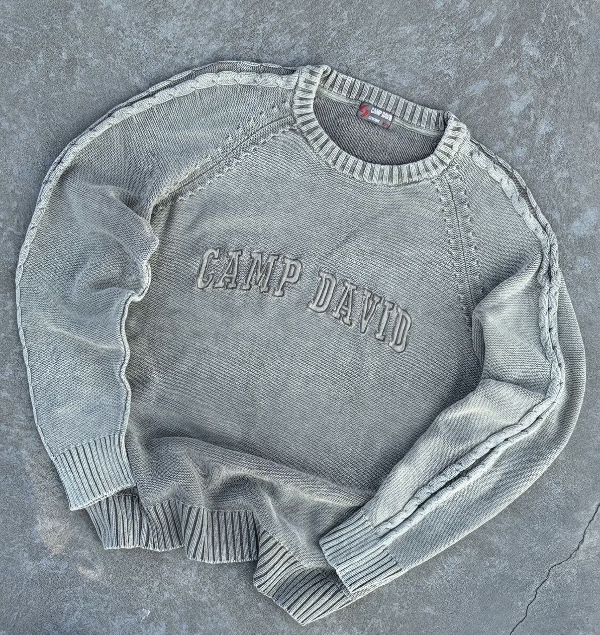 Japanese Brand Archive Camp David Y2K Washed Japanese Khaki Knit Sweater Size US L / EU 52-54 / 3 - 3 Thumbnail