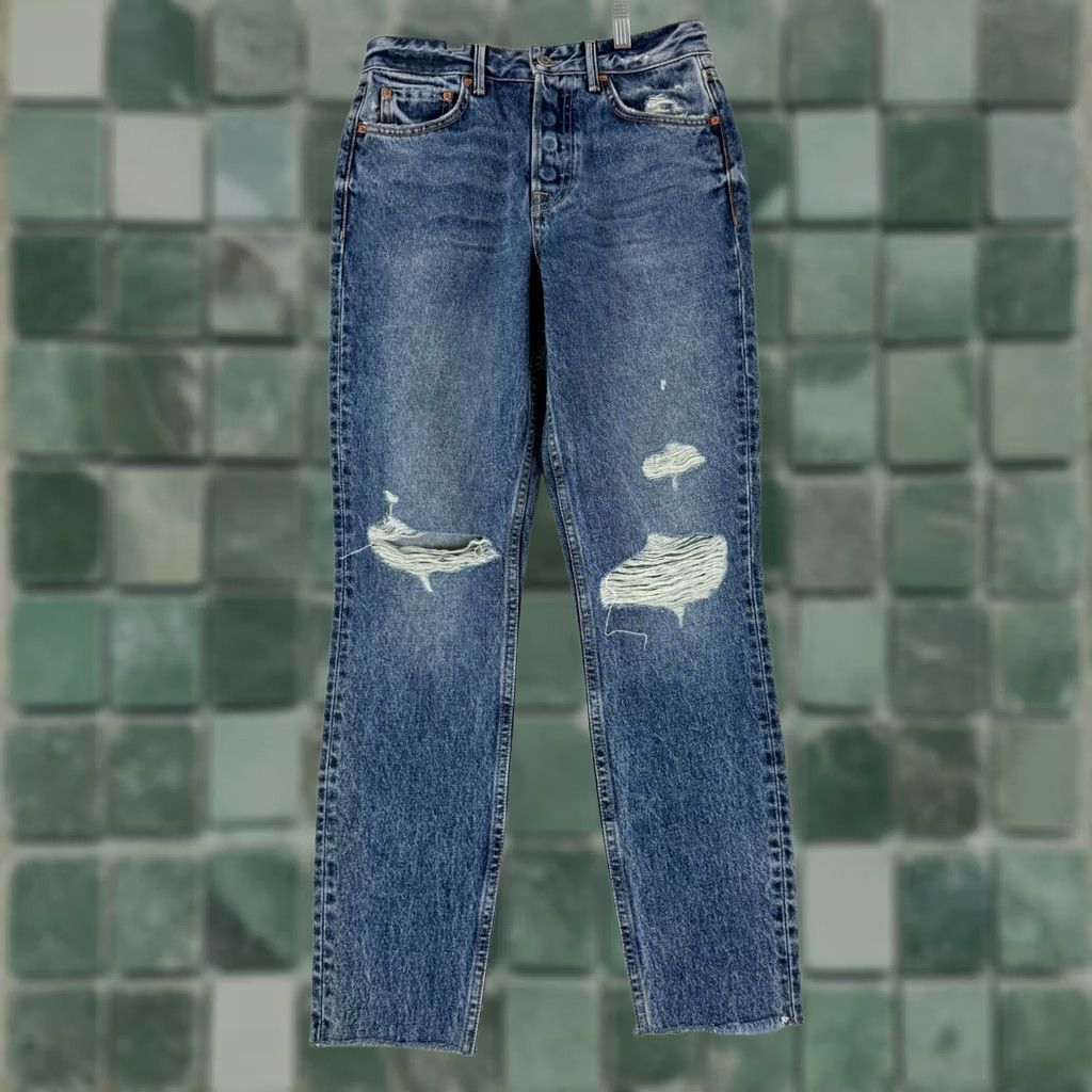 GRLFRND GRLFRND Karolina Jeans Womens Size 25 Blue Denim Distressed 5-Pocket High Rise Skinny Jeans Size 42" / US 20 - 1 Thumbnail
