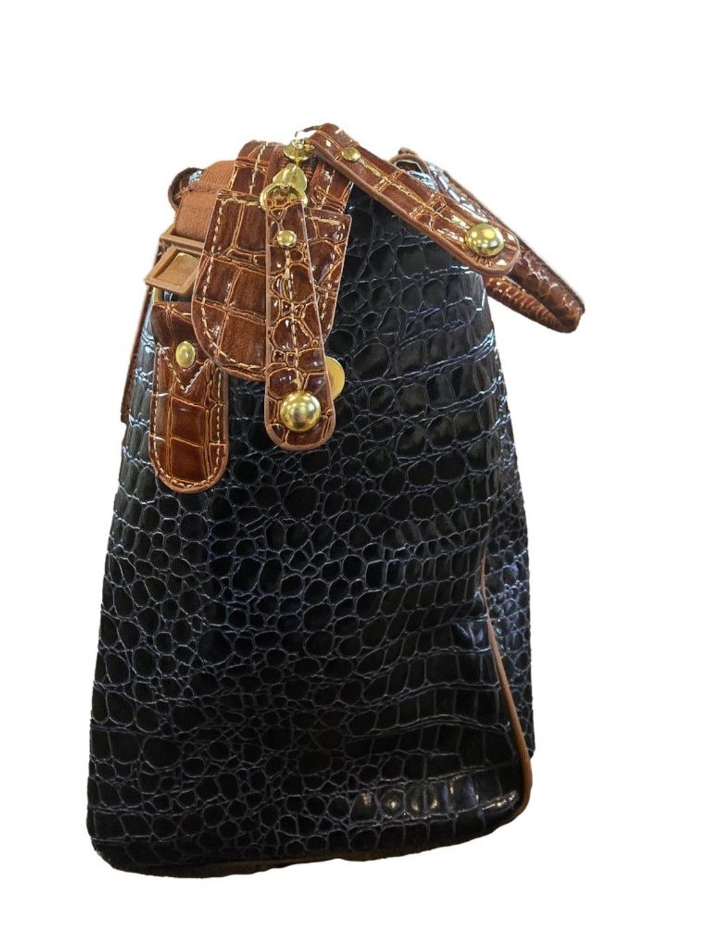 Other Samantha Brown Navy& Brown Croc-Embossed Dowel Bag Size ONE SIZE - 4 Thumbnail