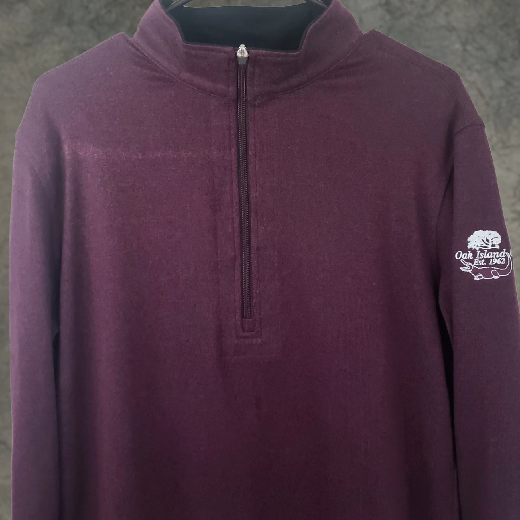 Logo 7 Straight Down Men Pullover Sweater M Maroon Long Sleeve 1/4 Zip Logo Embroidered Mock Neck Knit Casual Workwear Golf Outdoor Men Size US M / EU 48-50 / 2 - 1 Thumbnail