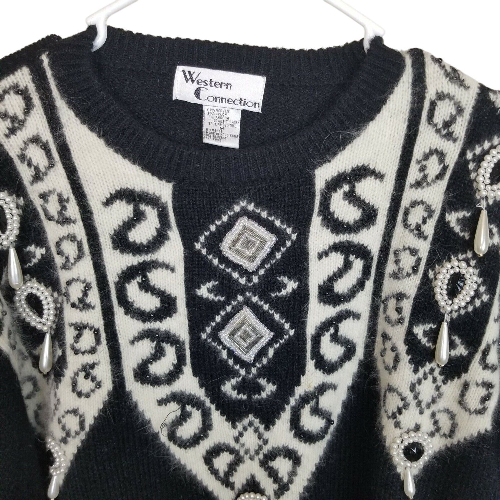 Vintage Vintage Women Western Pearl Boho Cowgirl Sweater Angora M Size M / US 6-8 / IT 42-44 - 2 Thumbnail