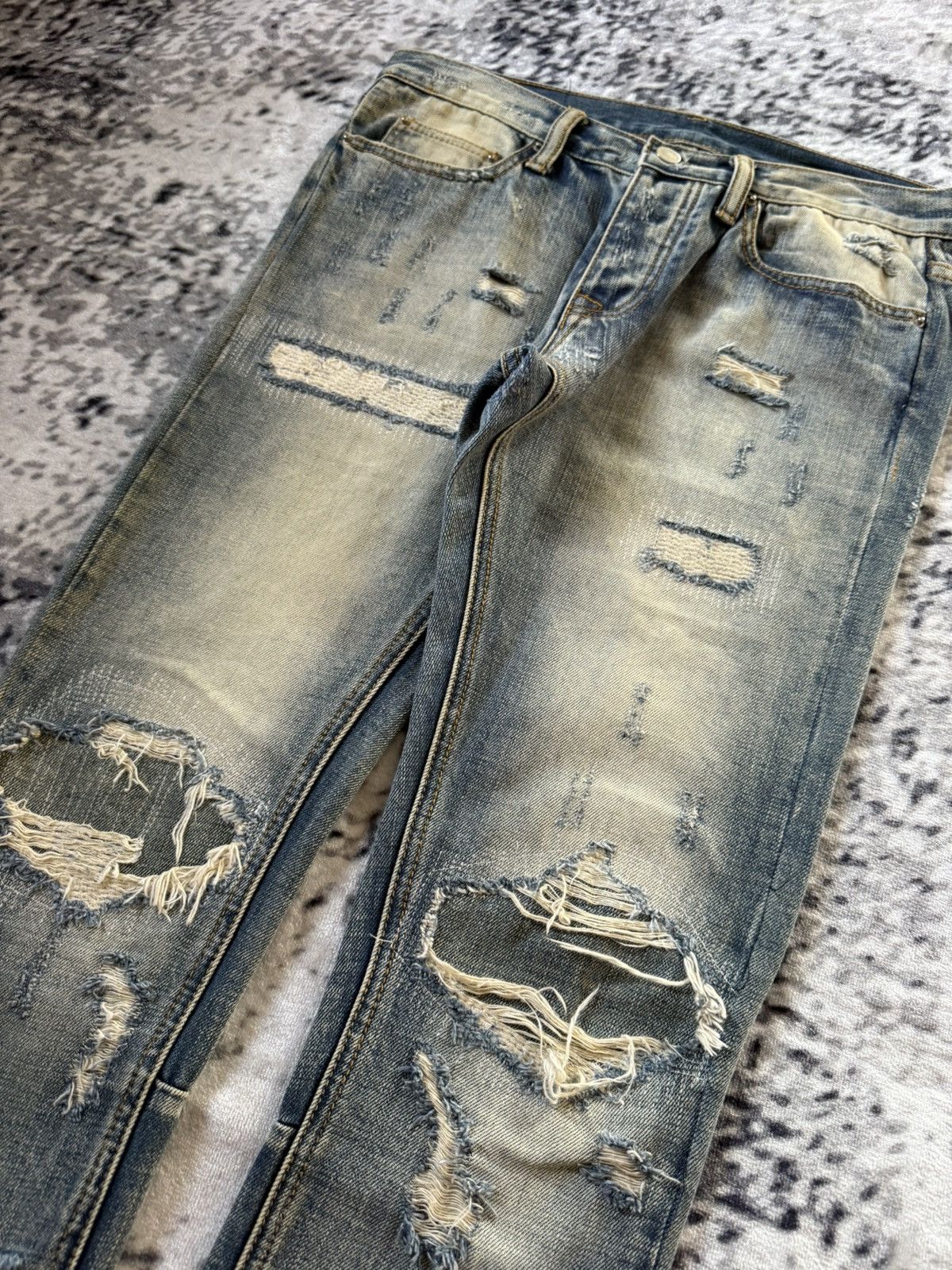Japanese Brand Mnml Boro Distressed Repaired Skinny Jeans Size US 30 / EU 46 - 5 Thumbnail