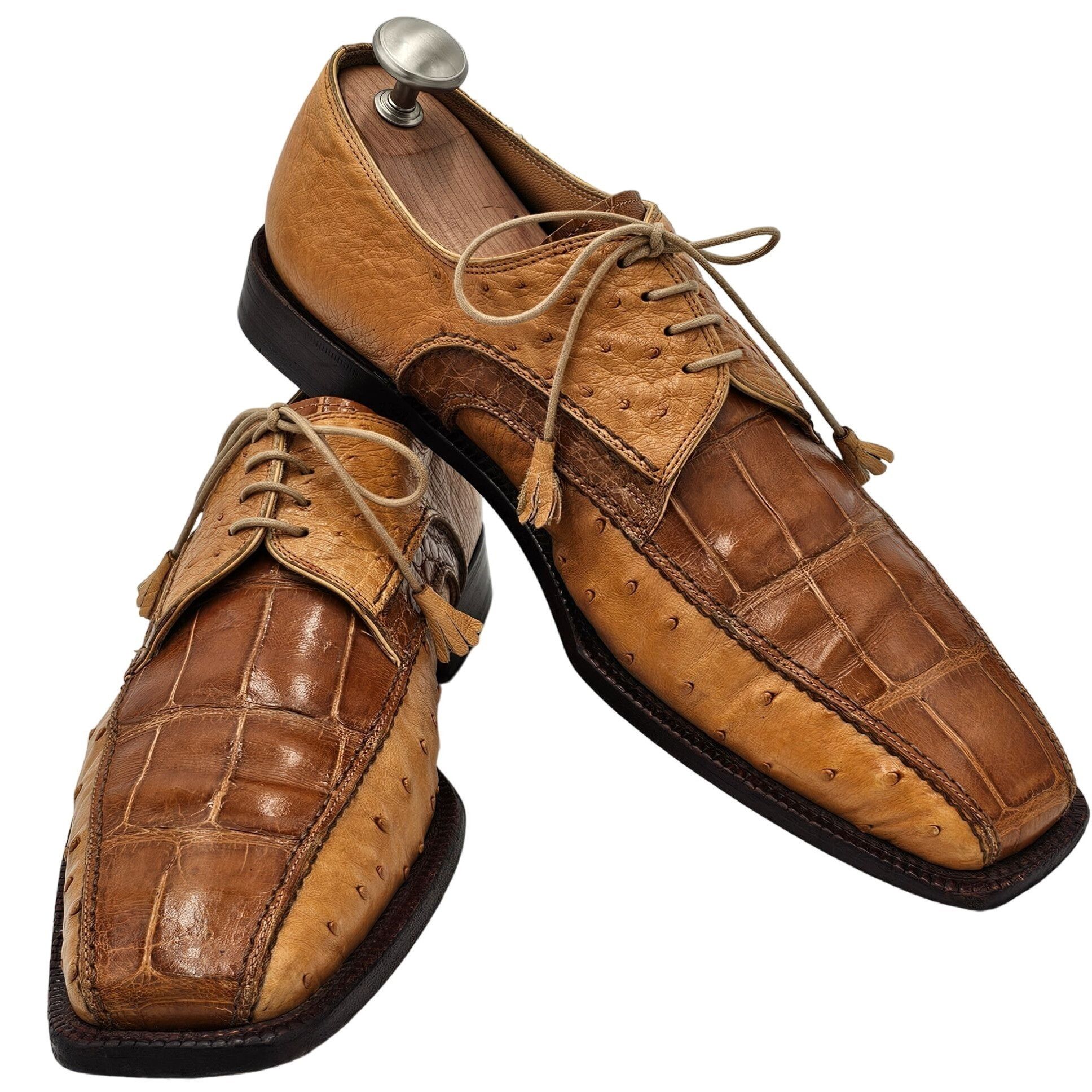 David Eden Vintage David Eden Exotic Ostrich Alligator Derby Italy Men Size US 12 / EU 45 - 10 Thumbnail