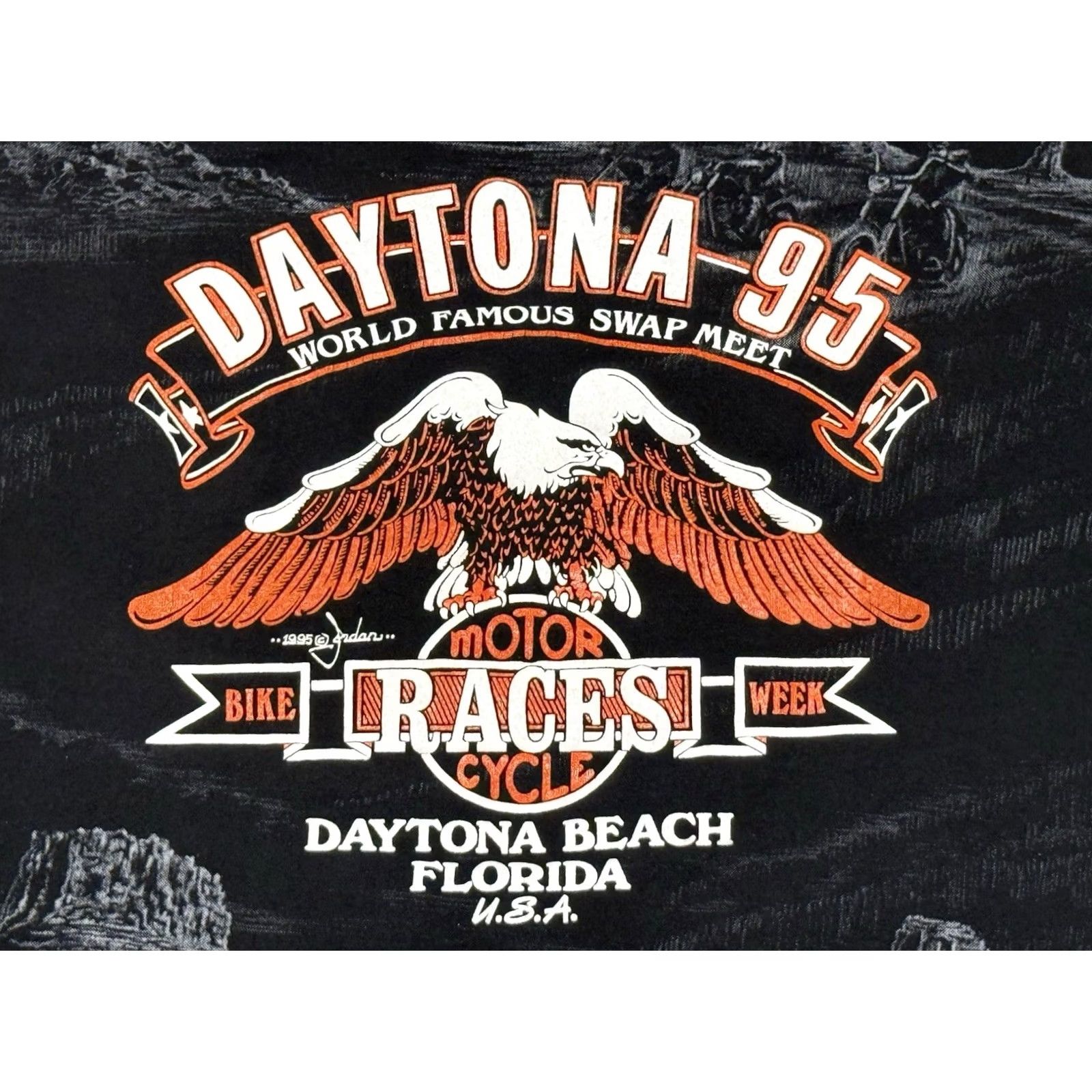 Harley Davidson VINTAGE 1990s 3D Emblem Daytona Bike Week Harley Davidson Sturgis T-Shirt XL Black Crew Neck Short Sleeve USA 90s Motorcycle Biker Classic Casual Mens Size US XL / EU 56 / 4 - 4 Thumbnail