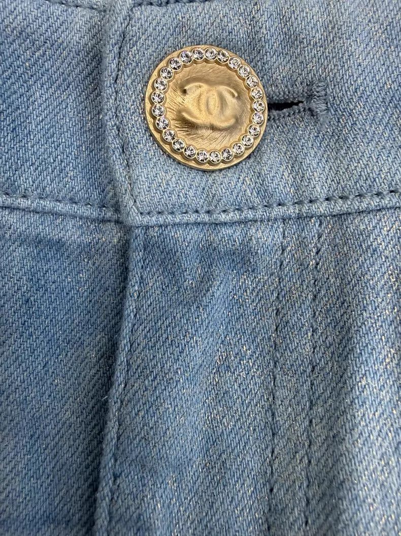 Chanel Chanel Gold-plated rhinestone buckle, thin glitter blue an Size 25" / US 0 / IT 36 - 3 Thumbnail