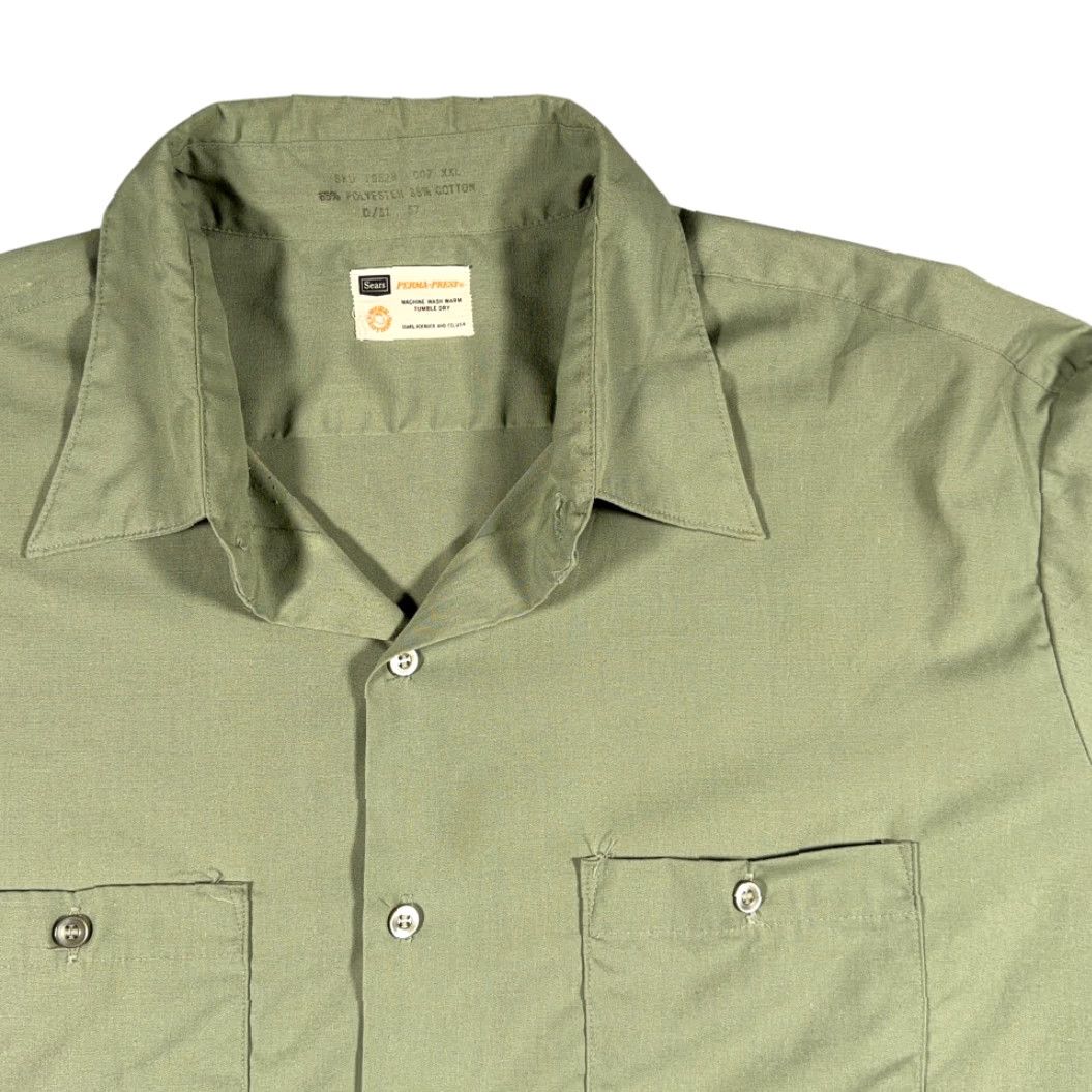 Sears VINTAGE Sears Shirt Adult 2XL Green Industrial Workwear Sage Perma Prest 70s Size US XXL / EU 58 / 5 - 2 Thumbnail