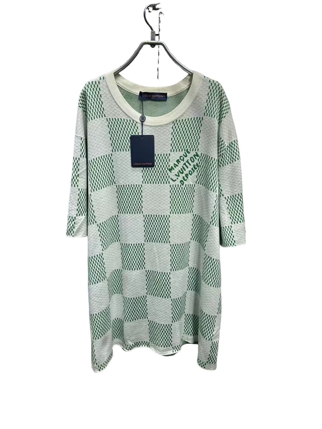 Louis Vuitton Louis Vuitton Green Damier Knit T-Shirt XXL Size US XXL / EU 58 / 5 - 1 Thumbnail