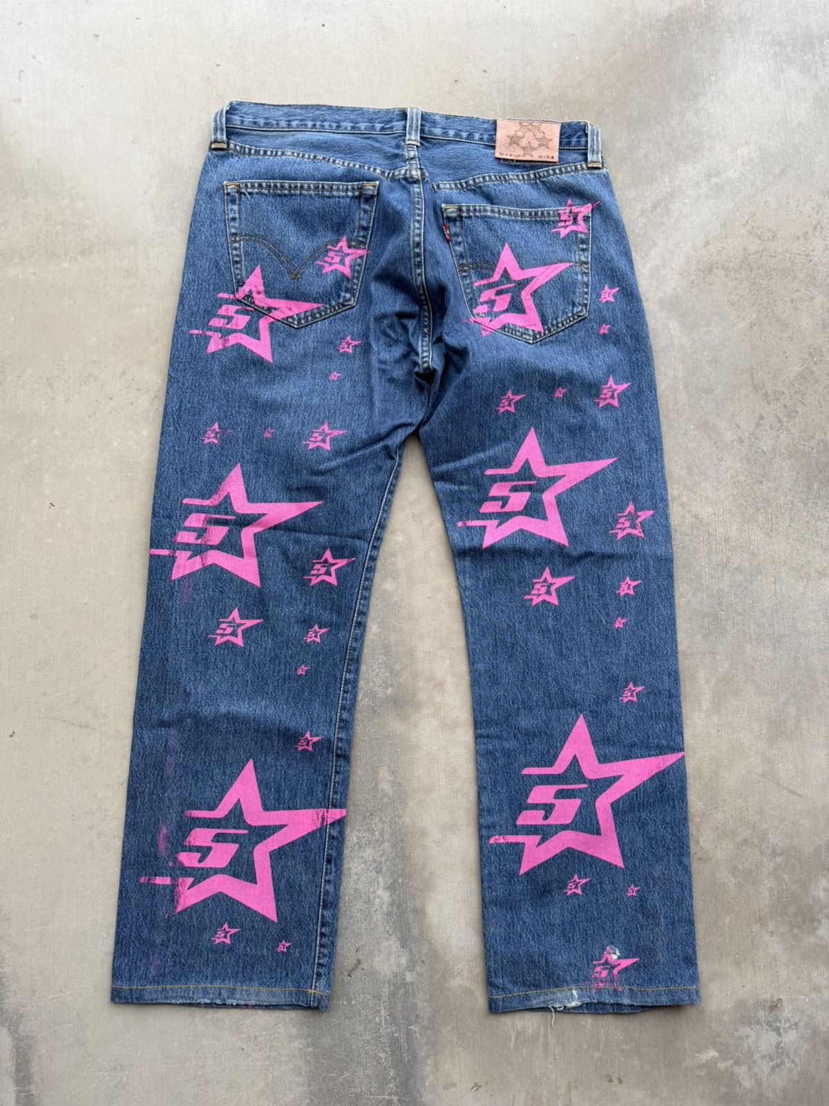 Sp5der Sp5der 5Star Vintage Indigo Jeans 38 NWT Pink Star Denim Size US 38 / EU 54 - 4 Thumbnail