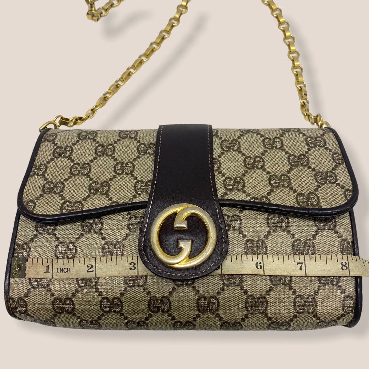 Vintage ‼️YES‼️ AUTHENTIC GUCCI GG BIG LOGO CHAIN SHOULDER BAG Size ONE SIZE - 13 Thumbnail
