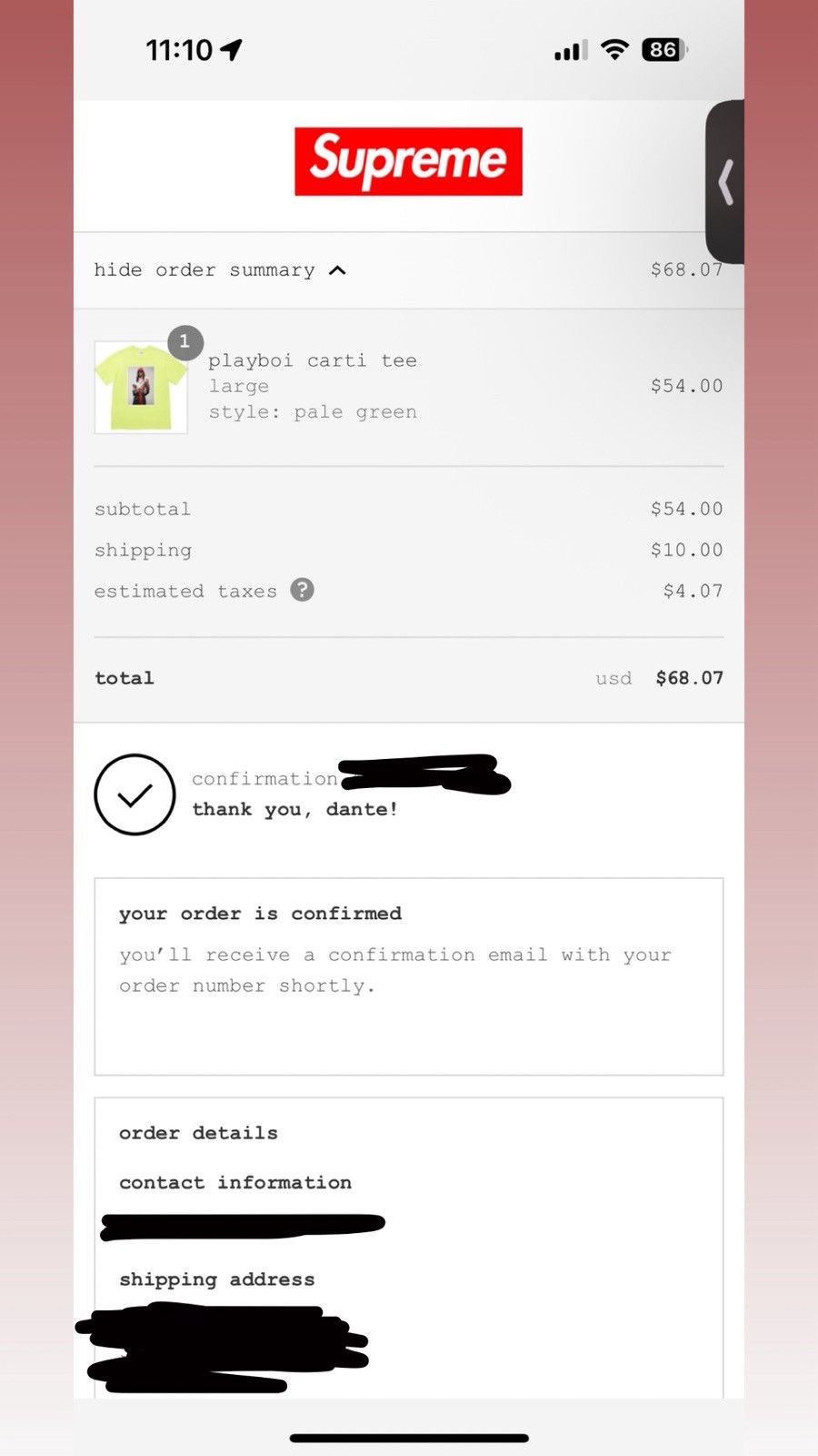 Supreme Supreme Playboi Carti tee (Pale green large) Size US L / EU 52-54 / 3 - 3 Thumbnail