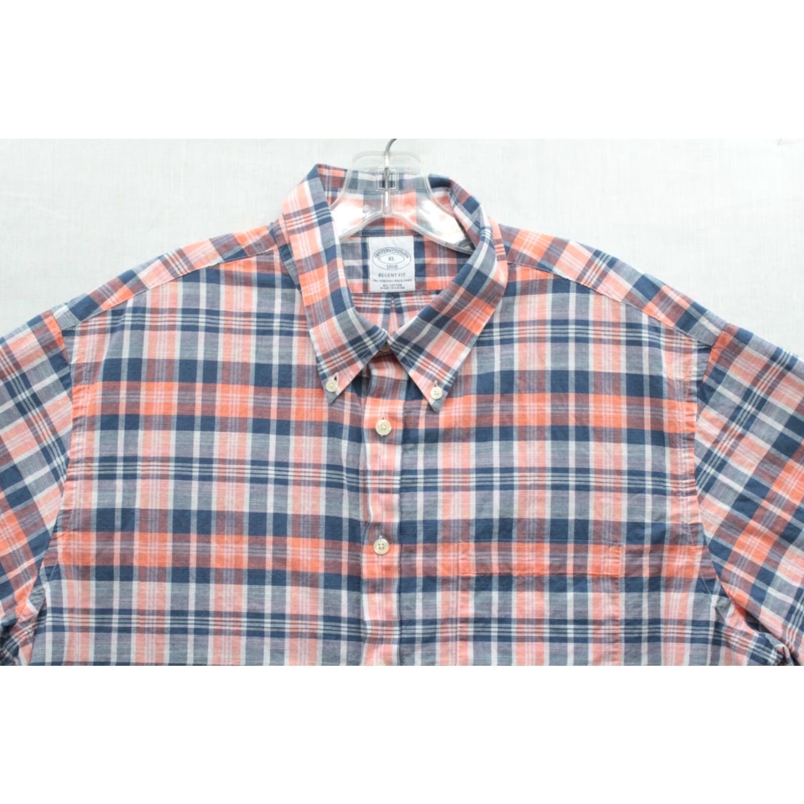 Brooks Brothers Brooks Brothers Regent Fit Shirt Men XL Blue Orange Plaid Button-Down Preppy Shirt Size US XL / EU 56 / 4 - 3 Thumbnail