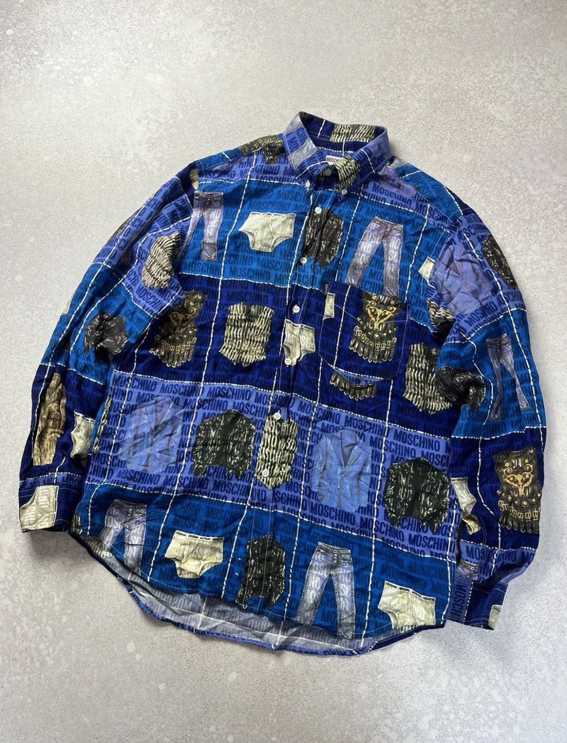 Moschino Vintage Moschino Jeans 1996 Clothes Print Shirt Size US XL / EU 56 / 4 - 1 Thumbnail