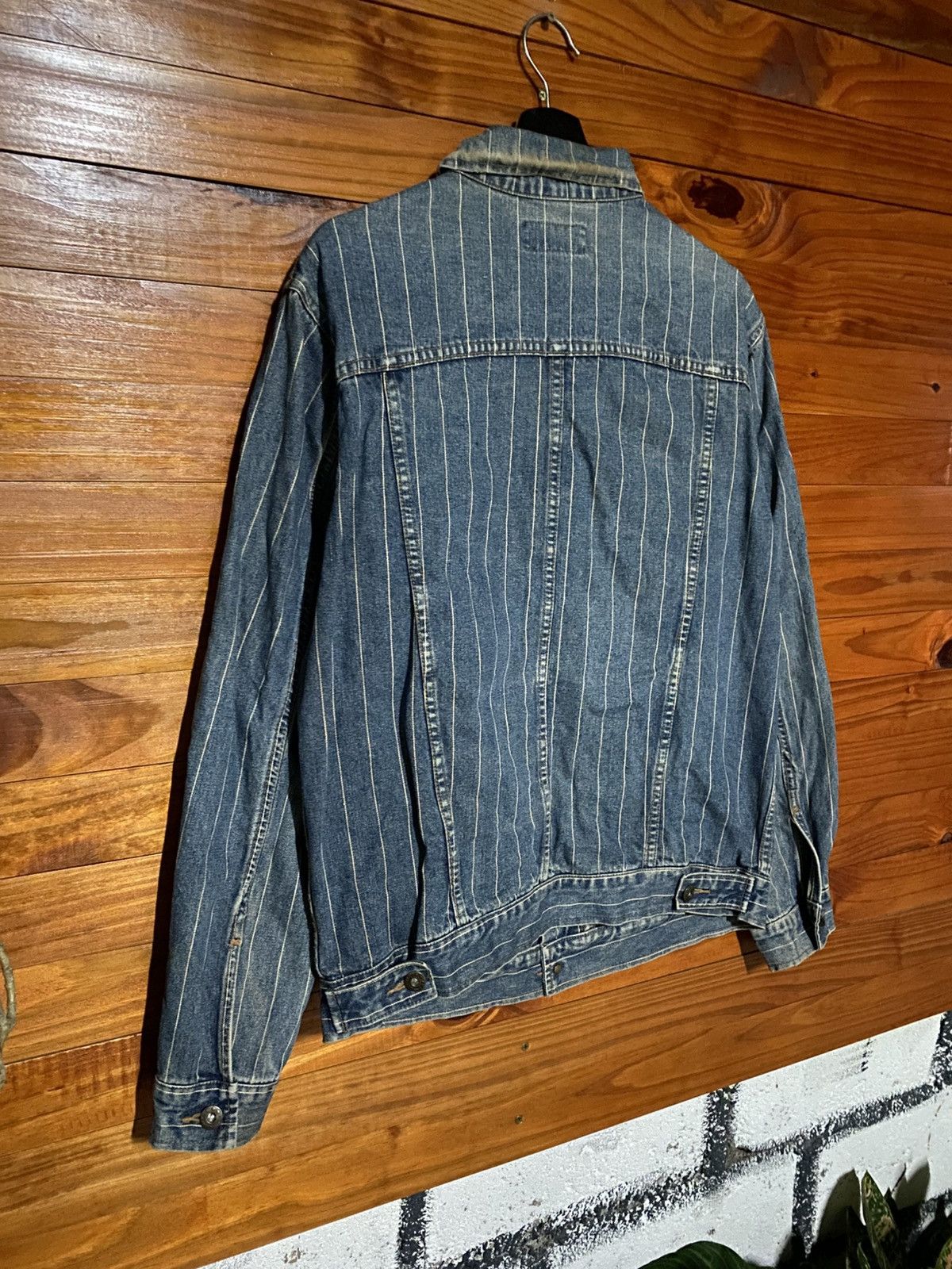 Japanese Brand Vintage Modern Gallery Pinstripe Denim Jacket – 90s Workwear Size US XL / EU 56 / 4 - 10 Thumbnail