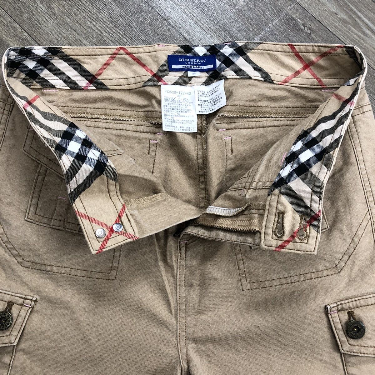 Burberry × Burberry Prorsum × Vintage 1990s Burberry London Blue Label Fatigue Cargo Pants Size US 28 / EU 44 - 4 Thumbnail