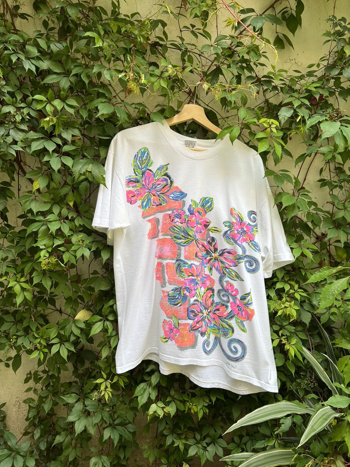 Arts & Science 90s Gilda Marx Flowers Nature Single Stitch Tee Size US XL / EU 56 / 4 - 4 Thumbnail