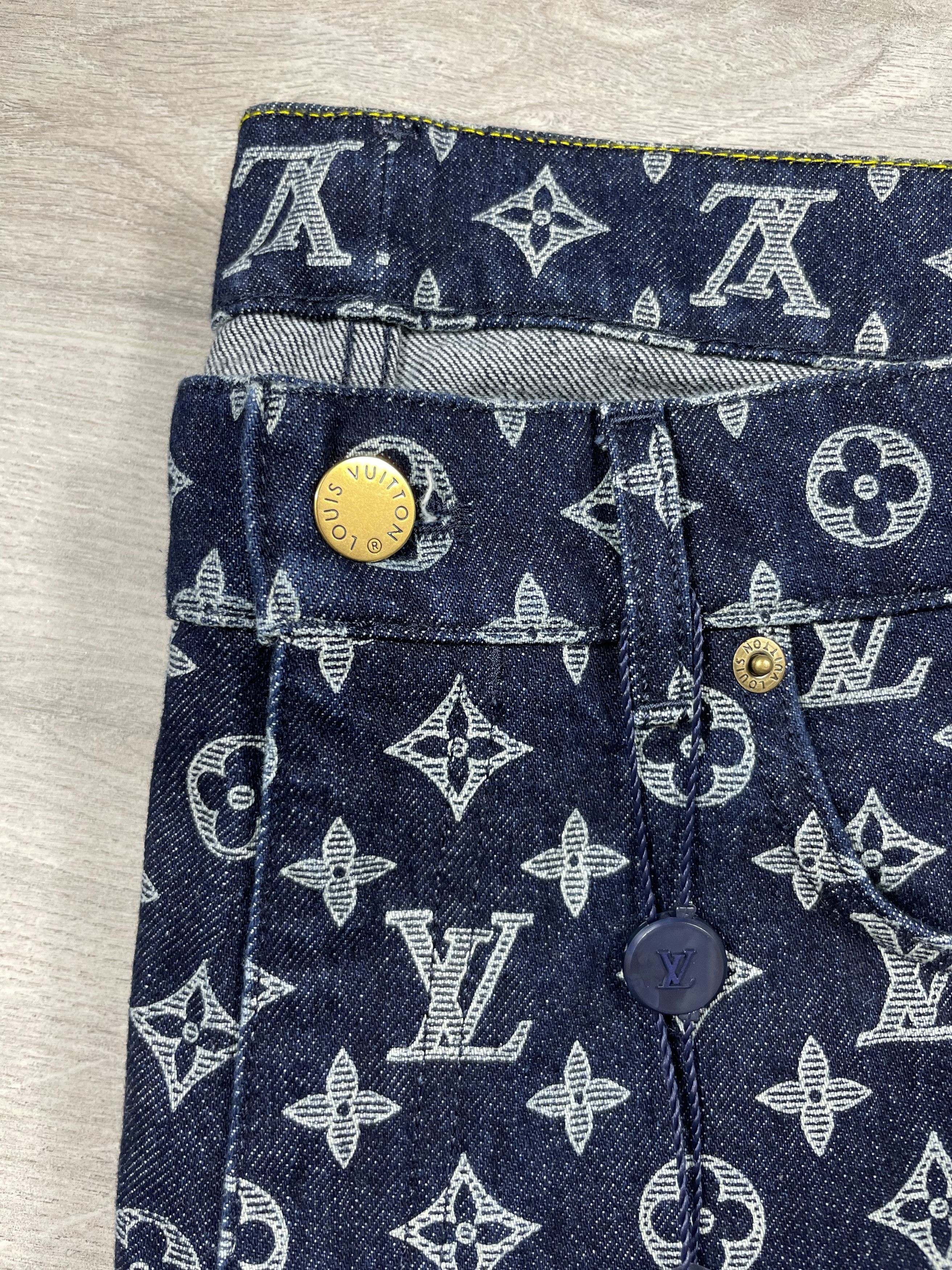 Kim Jones × Louis Vuitton LOUIS VUITTON BLUE INDIGO MONOGRAM DENIM JEANS KIM JONES Size US 34 / EU 50 - 5 Thumbnail