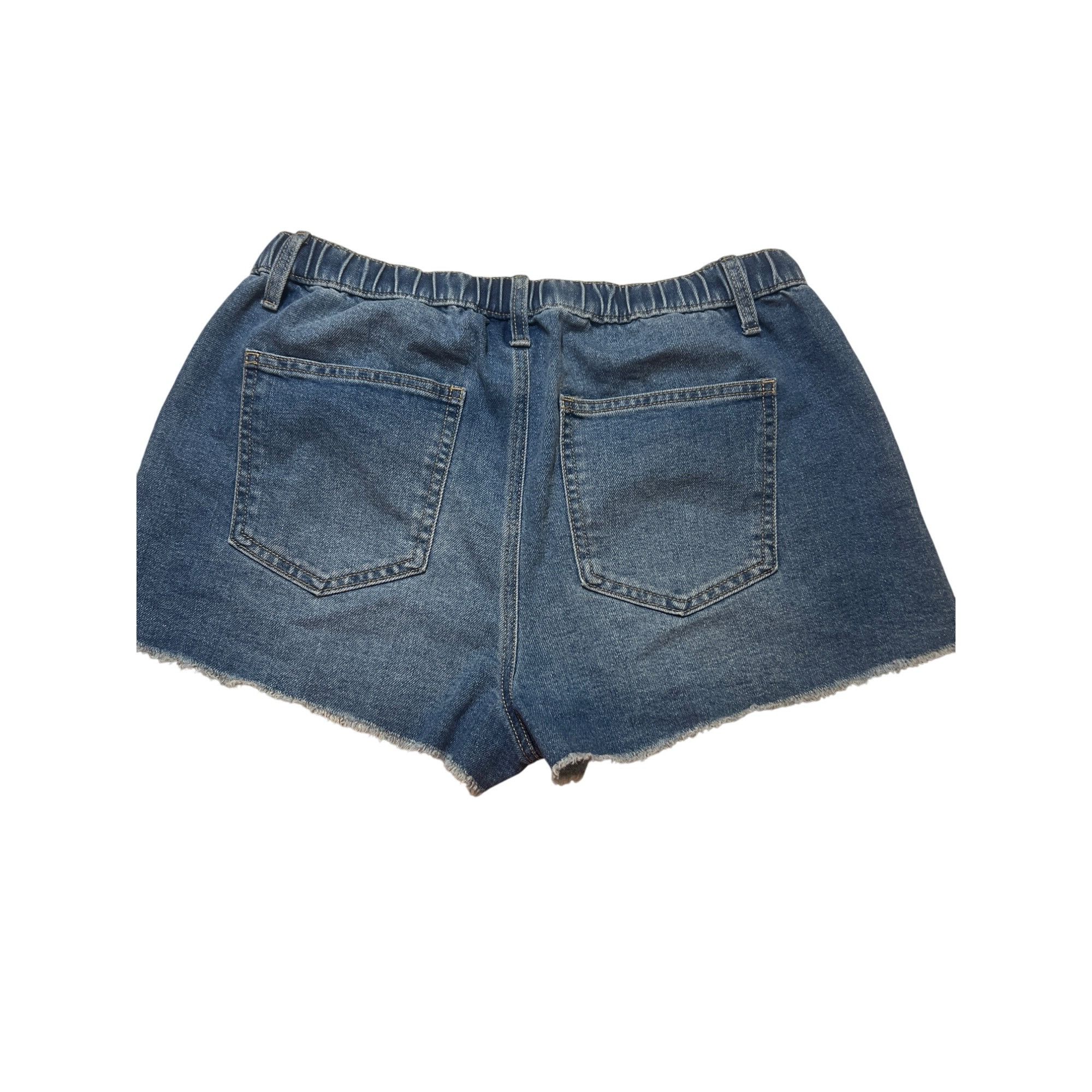Other No Boundaries Denim Shorts Elastic Waist Drawstring Frayed H Size 34" / US 12 / IT 48 - 3 Thumbnail