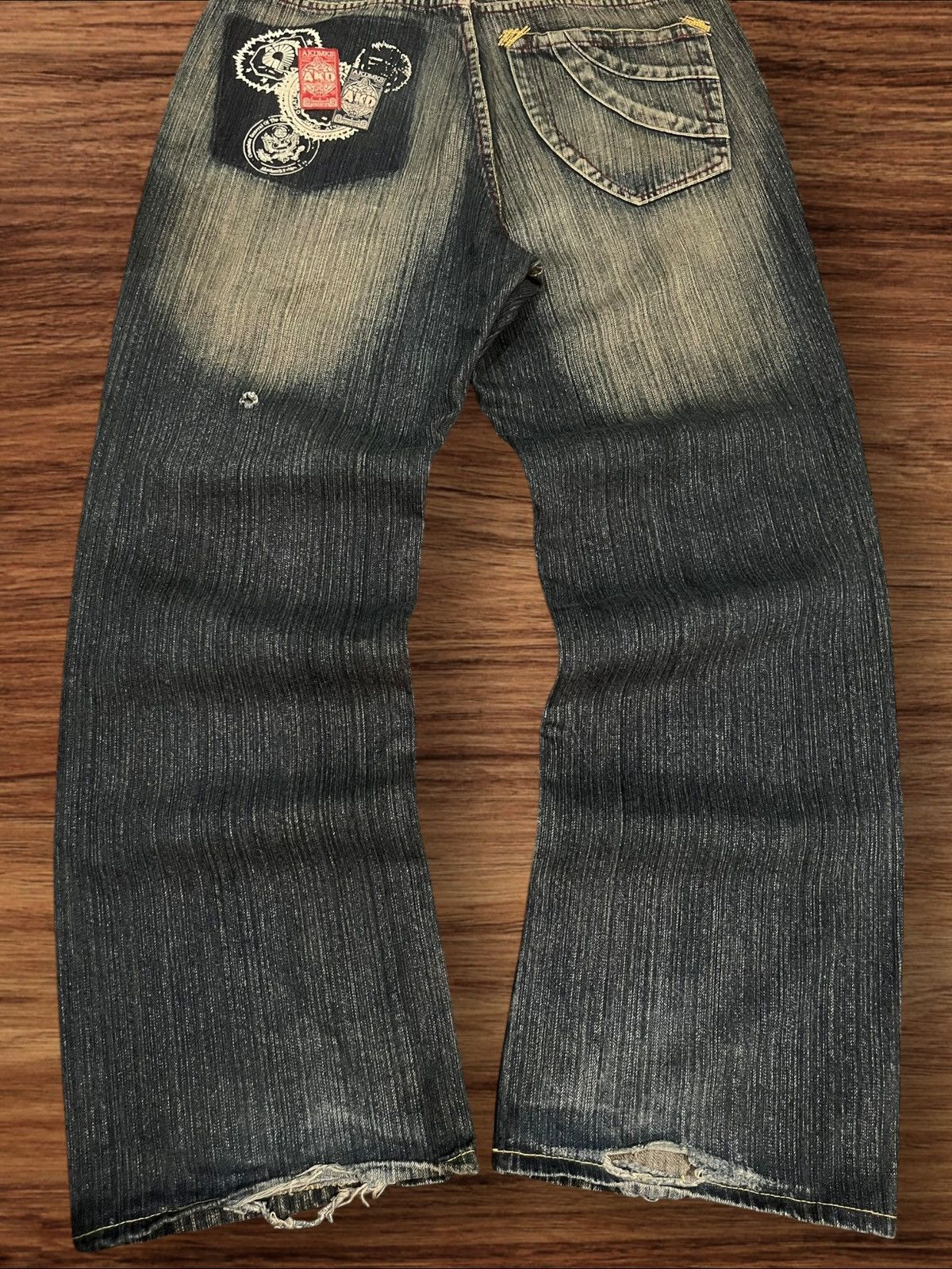 Akademiks ⚡️Baggy⚡️Akademiks Y2K Graffiti Patchwork Distress Baggy Jeans Size US 34 / EU 50 - 15 Thumbnail