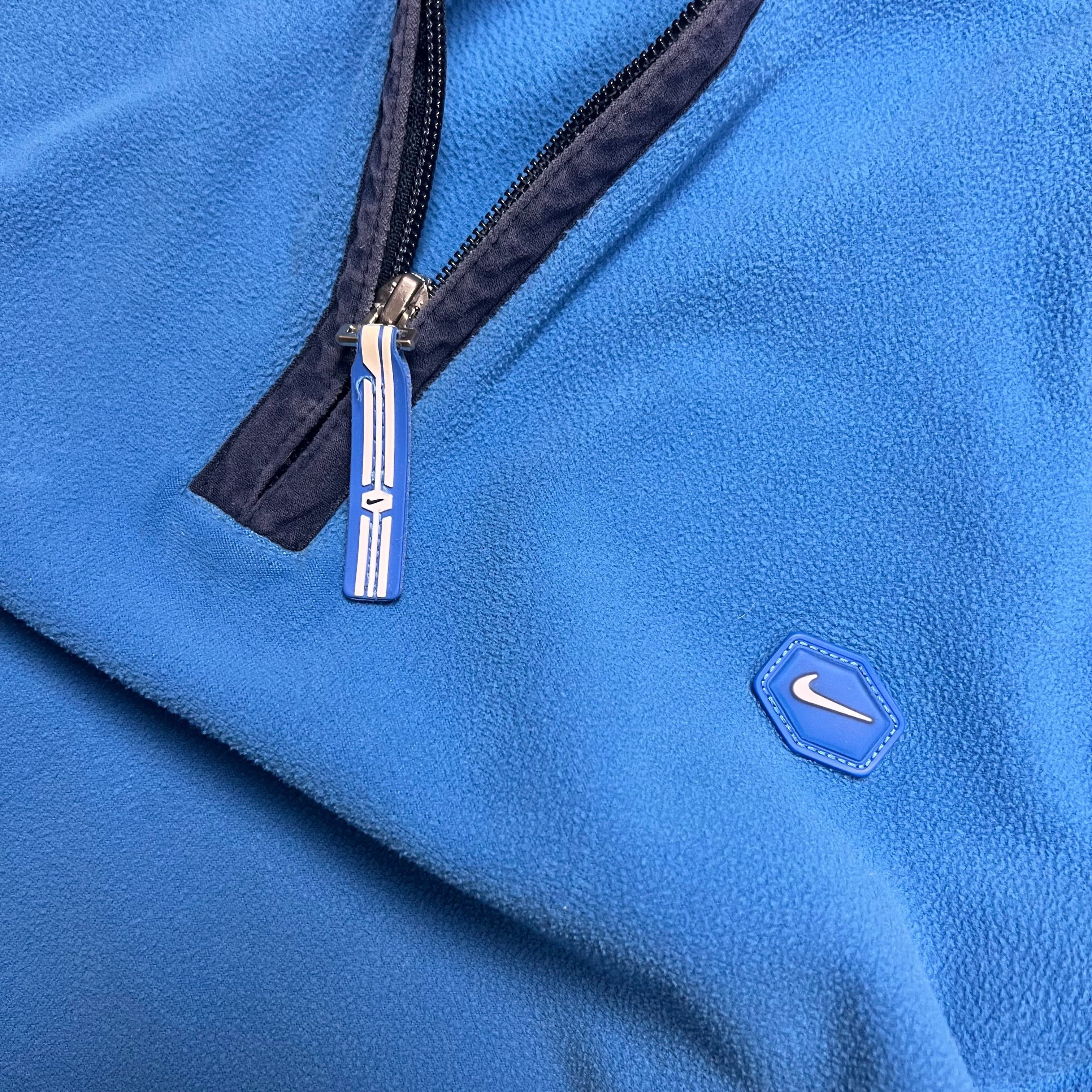 Nike Vintage Nike Blue Quarter Zip Fleece Sweater - L Size US L / EU 52-54 / 3 - 3 Thumbnail
