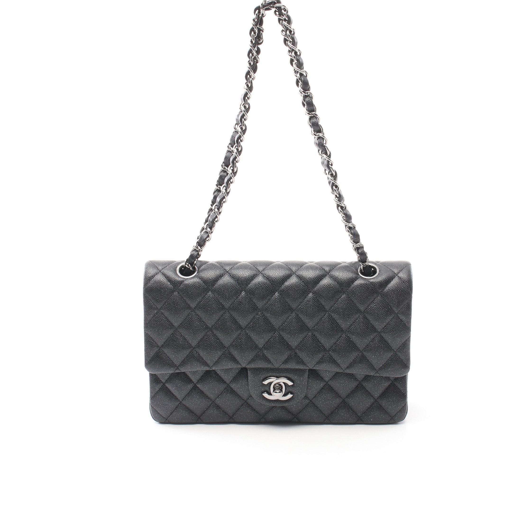 Chanel Chanel Matelasse Double Flap Chain Shoulder Bag Caviar Skin Black Silver Hardware Size ONE SIZE - 1 Thumbnail