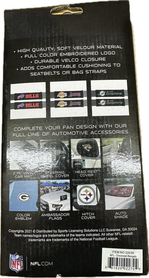 Designer New England Patriots Seat Belt Pad Cover Embroidered Size ONE SIZE - 2 Thumbnail