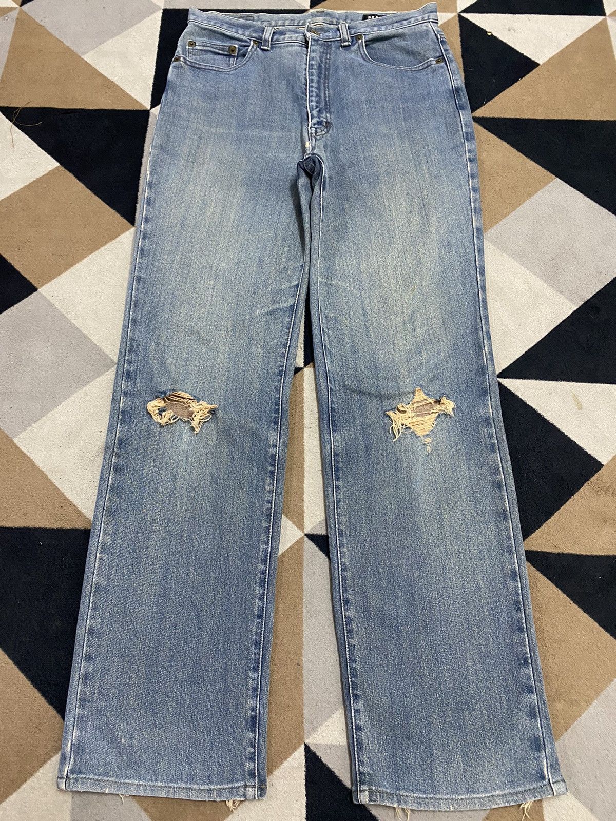 Japanese Brand Vintage Japanese Brappers Blue Wash Distressed Loose Jeans Size US 29 - 1 Thumbnail