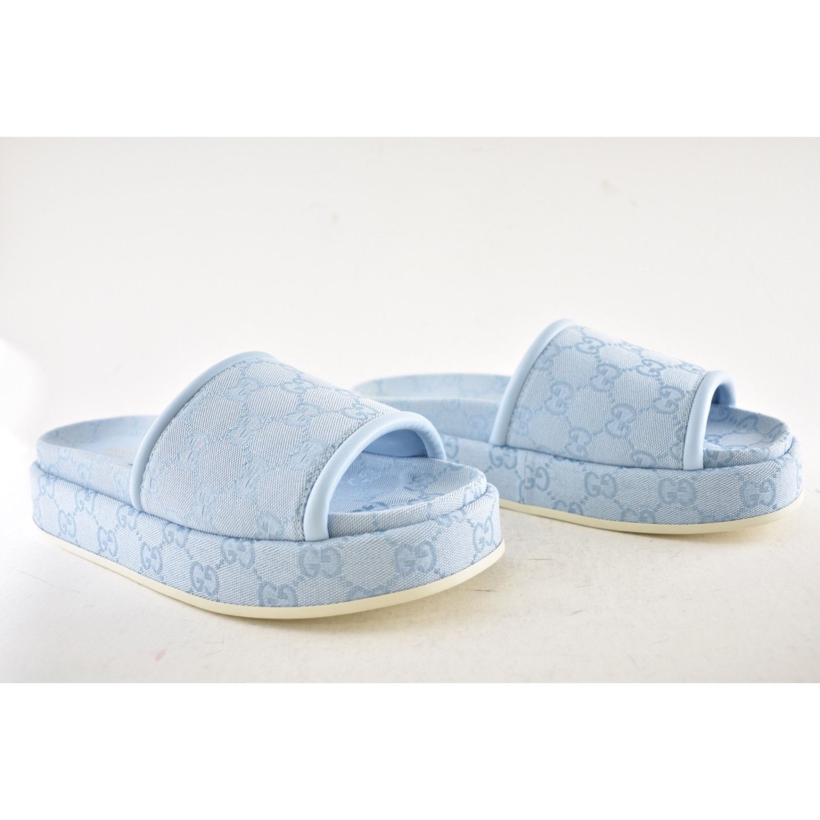 Gucci Gucci Light Blue GG Monogram Canvas Mule Platform Sandal 39 Size US 9 / IT 39 - 4 Thumbnail