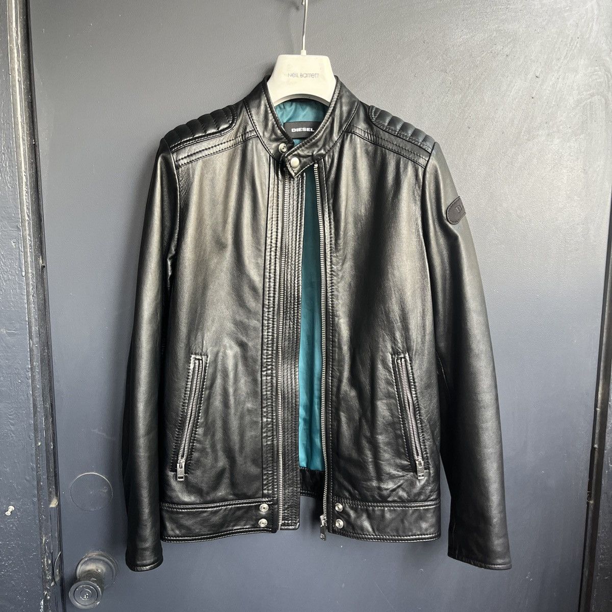 Diesel Diesel L-SHIRO-WH Racer Leather Jacket S (Zara, Dsquared2) Size US S / EU 44-46 / 1 - 2 Thumbnail