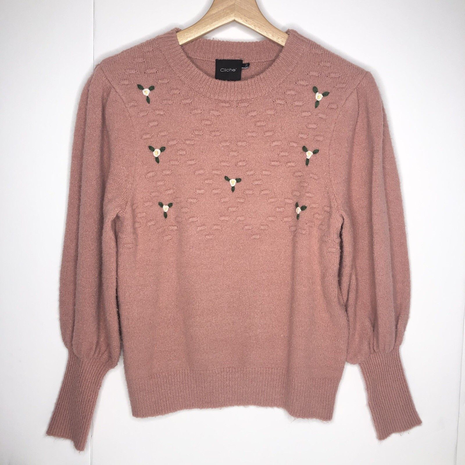 Other Cliche Women Knit Blush Pink Sweater XS Juliet Sleeve Hand Size XS / US 0-2 / IT 36-38 - 1 Thumbnail