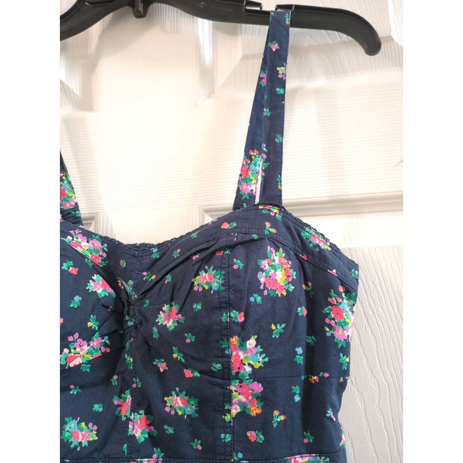 American Eagle Outfitters American Eagle Dress S Floral Navy Straps Padded Pullover Women's Midi Fit & Flare Flowers Shoes? Size S / US 4 / IT 40 - 3 Thumbnail