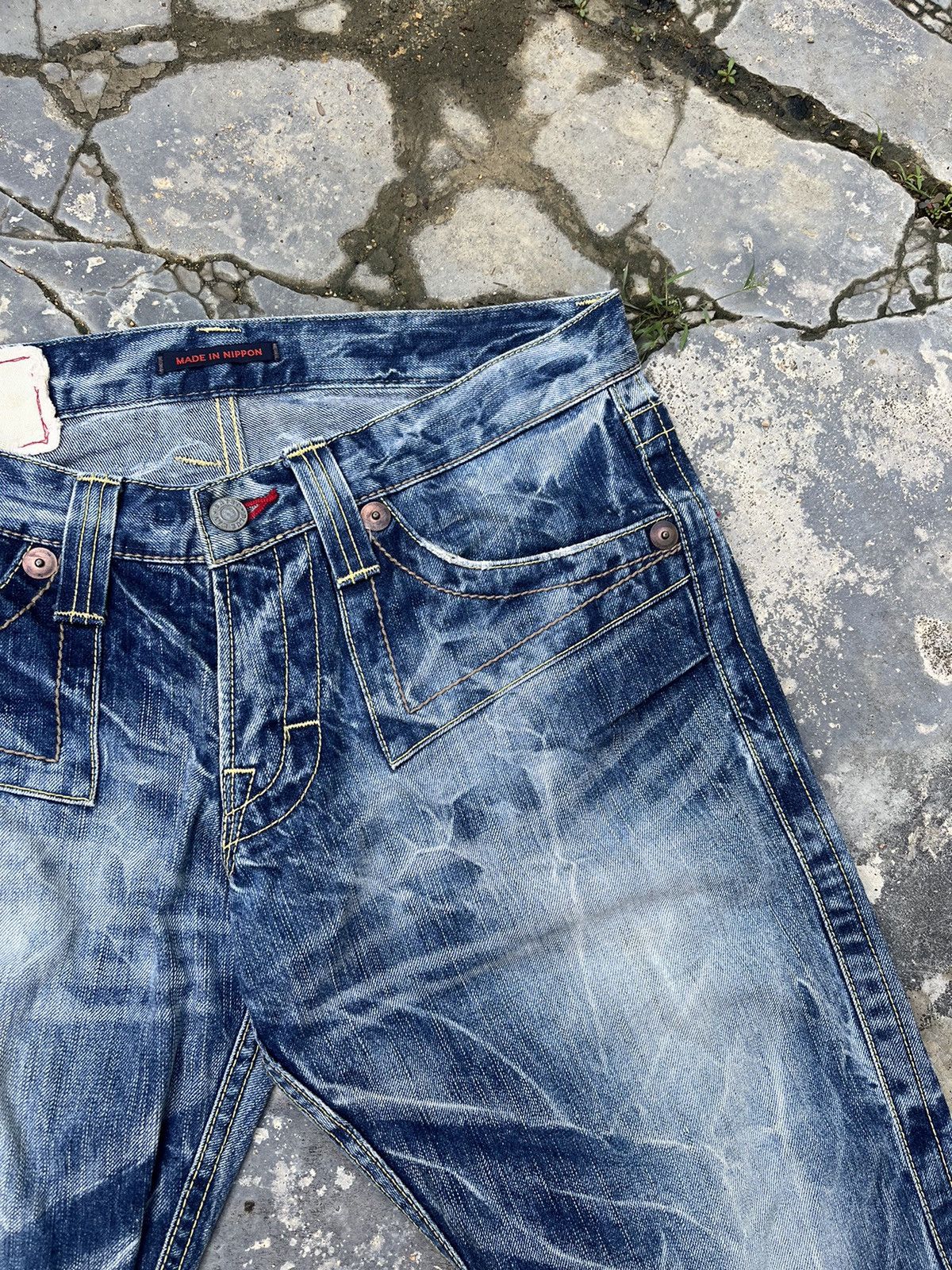 If Six Was Nine × Japanese Brand × Vintage Flare Crazy Striking Design Blue Jean Japan Denim Size US 32 / EU 48 - 8 Thumbnail