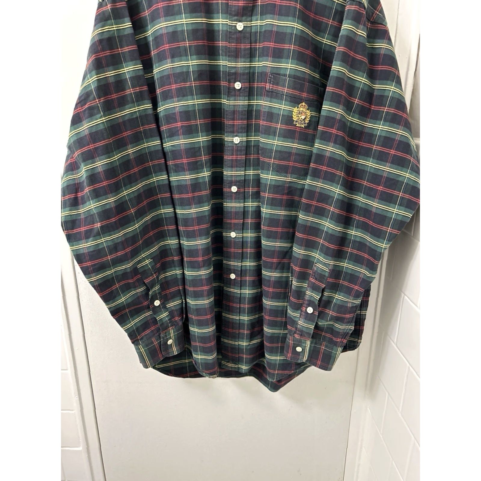 Polo Ralph Lauren VTG Polo Ralph Lauren Langston Shirt Mens L Green Plaid Button-Down L/S, Embroidered Crest, Classic Fit Size US L / EU 52-54 / 3 - 3 Thumbnail