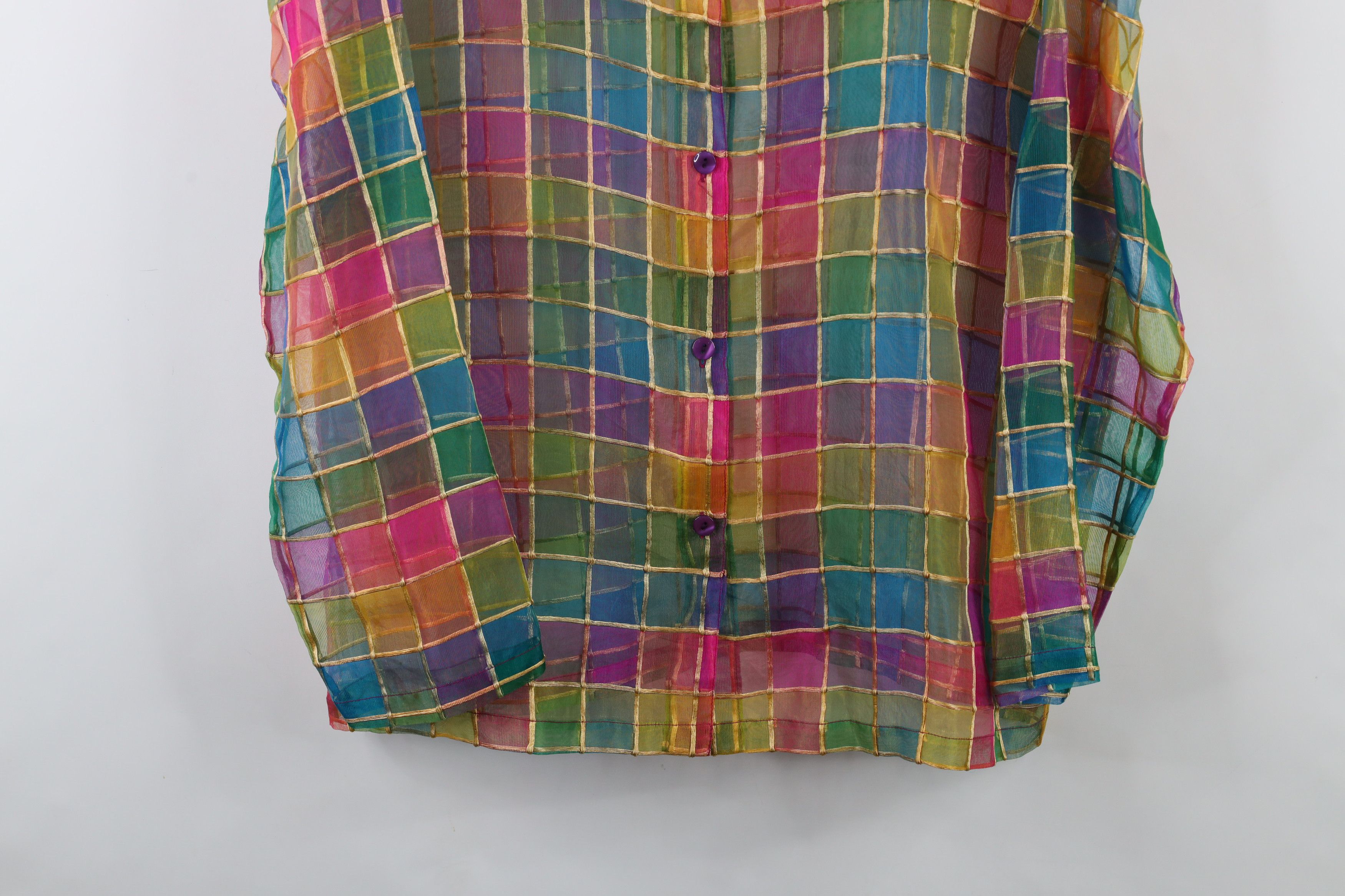 Vintage Vintage 90s Streetwear Checkered Silk Collared Button Shirt Size XL / US 12-14 / IT 48-50 - 3 Thumbnail
