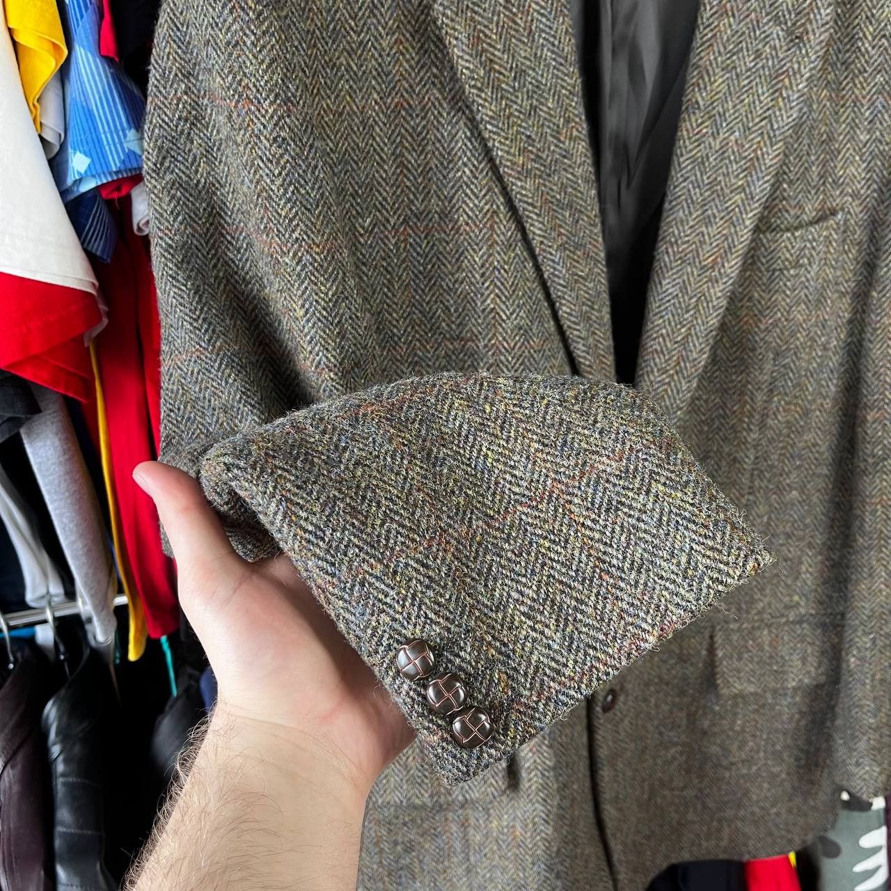 Harris Tweed Harris Tweed Herringbone Brown Wool Coat Blazer Jacket Size 42R - 4 Thumbnail