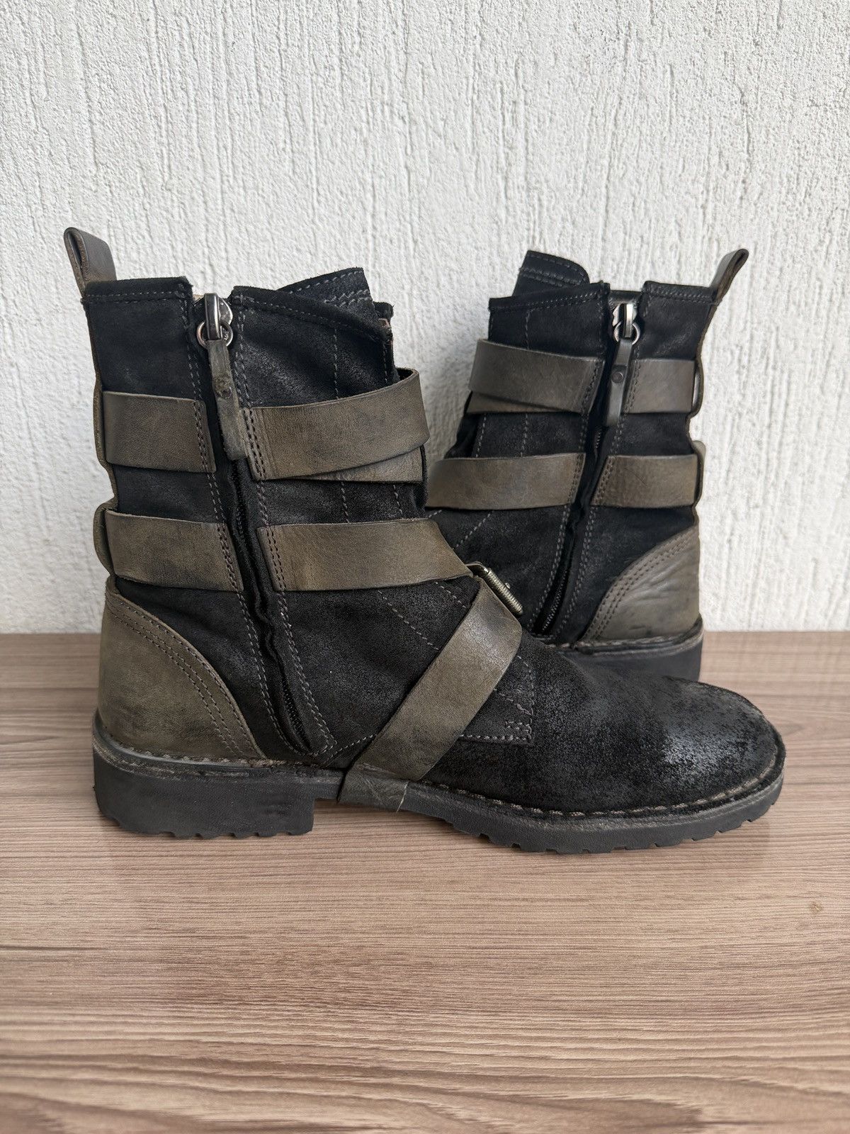Diesel Y2K 🕷️Blistered leather wrap buckle boots Size US 10 / EU 43 - 15 Thumbnail