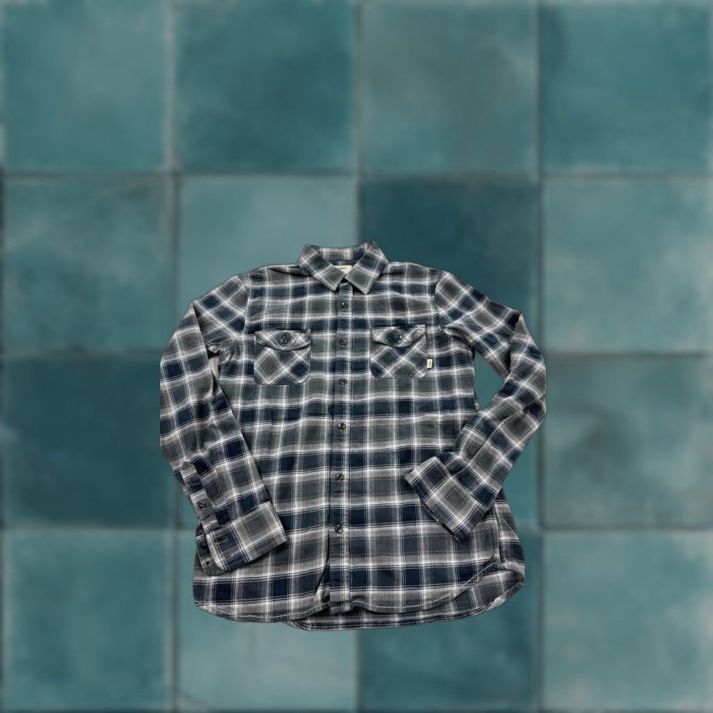 Vans VANS Shirt Mens Small Gray Blue Plaid Tailored Fit Button Front Flannel Shirt Size US S / EU 44-46 / 1 - 1 Thumbnail