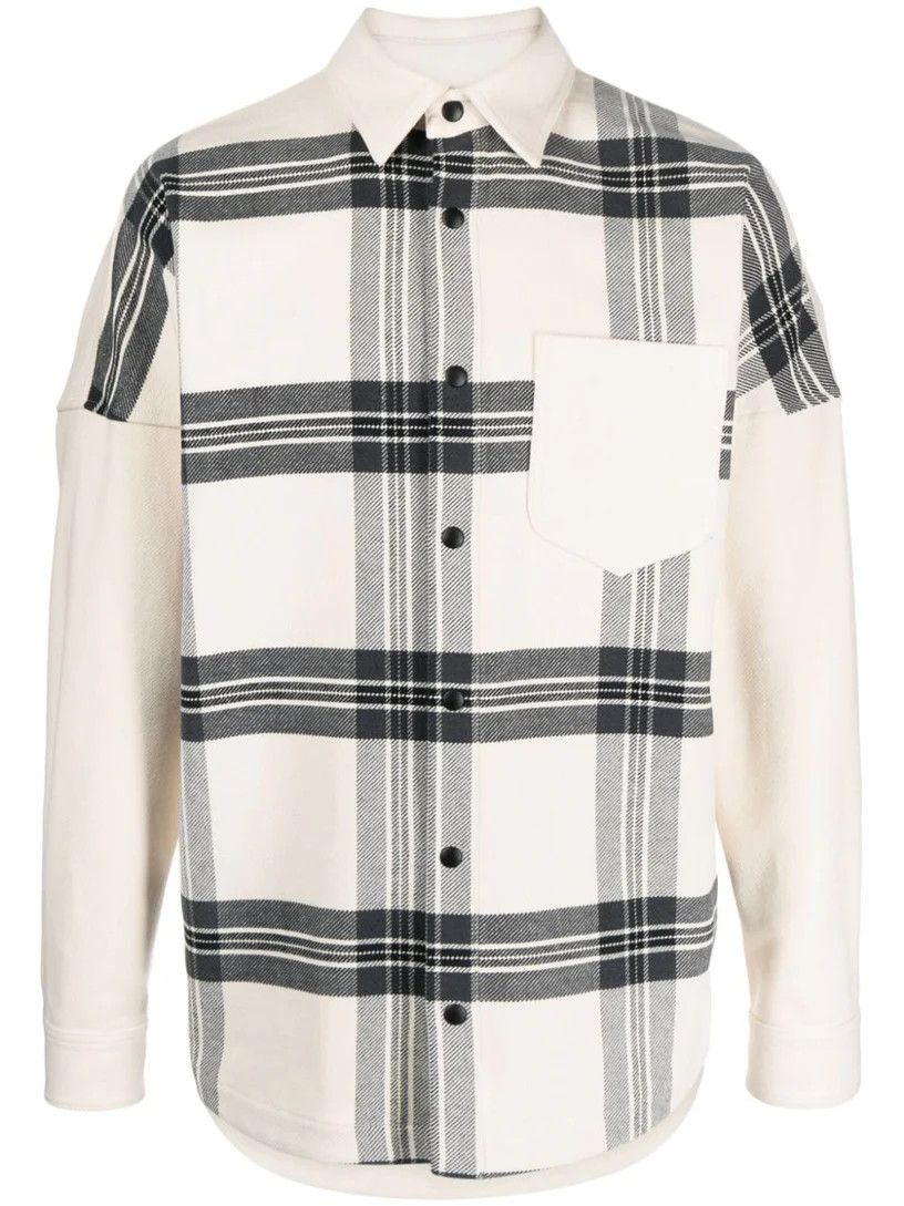 Palm Angels o1s22i1n1224 "Plaid Over Shirt in Off White Size US M / EU 48-50 / 2 - 1 Thumbnail