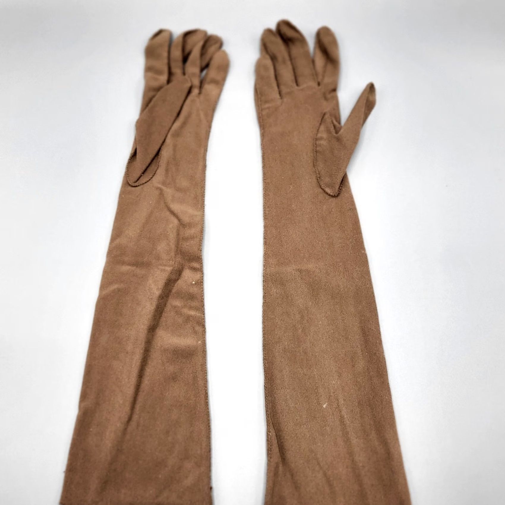 Vintage VINTAGE Brown Opera Gloves Womens One Size Stretch Formal Size ONE SIZE - 4 Thumbnail