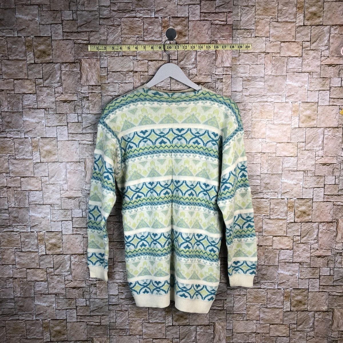 Homespun Knitwear × OVER THE STRiPES Italian designer vintage Stripe art Green Knitwear #A1047 Size S / US 4 / IT 40 - 12 Thumbnail