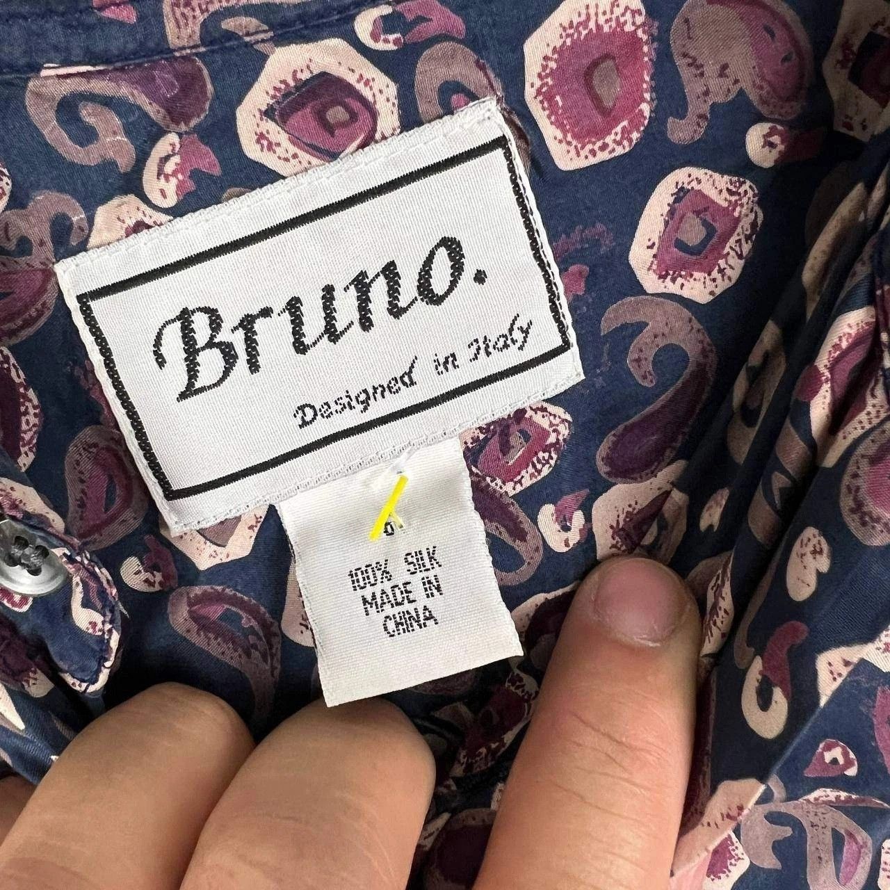 Other Vintage Bruno Button Up Shirt Women 6 Silk Abstract Paisley Size M / US 6-8 / IT 42-44 - 4 Thumbnail