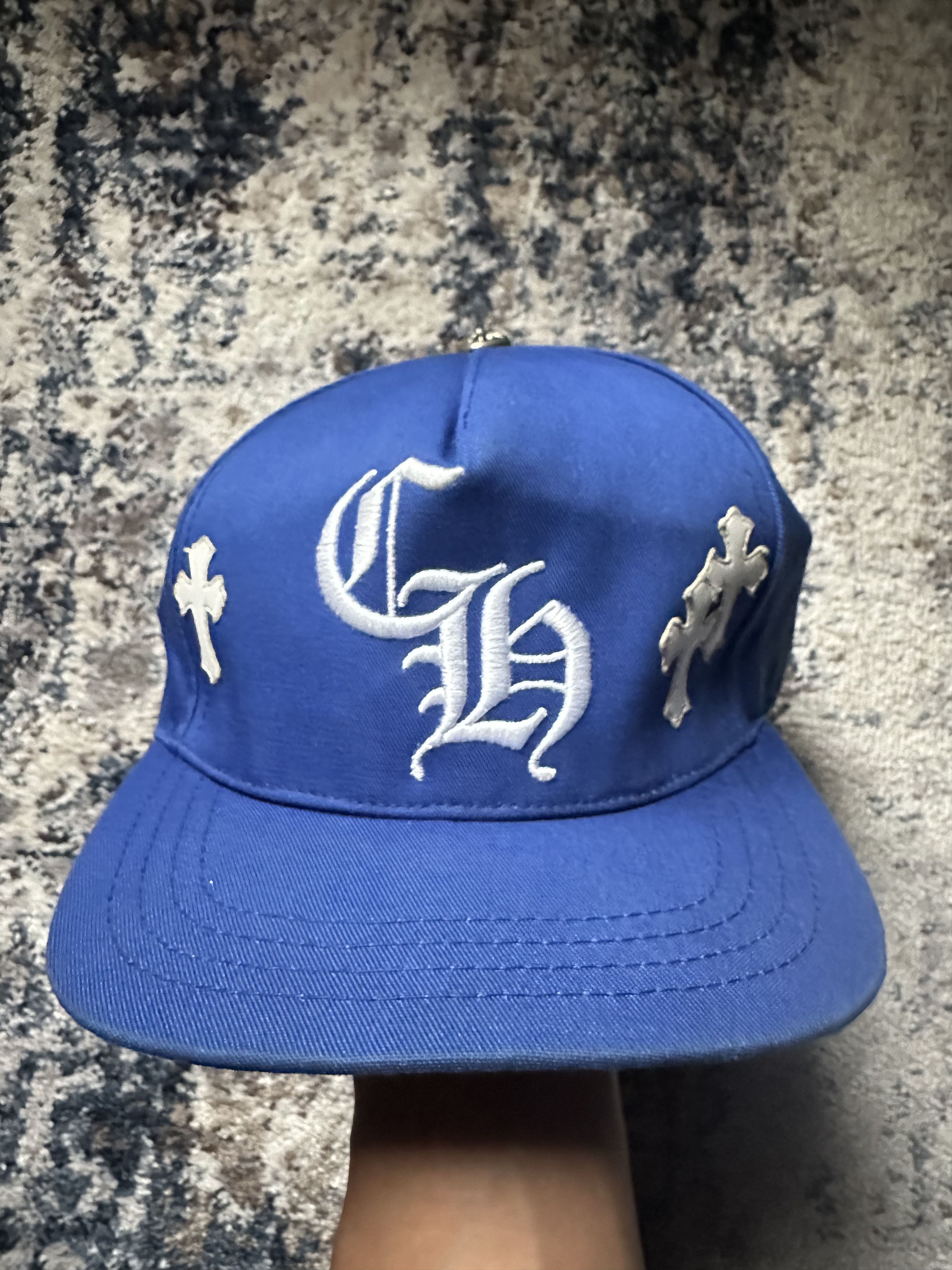 Chrome Hearts Chrome Hearts - Leather Cross Patch - Blue Baseball Hat Size ONE SIZE - 2 Thumbnail
