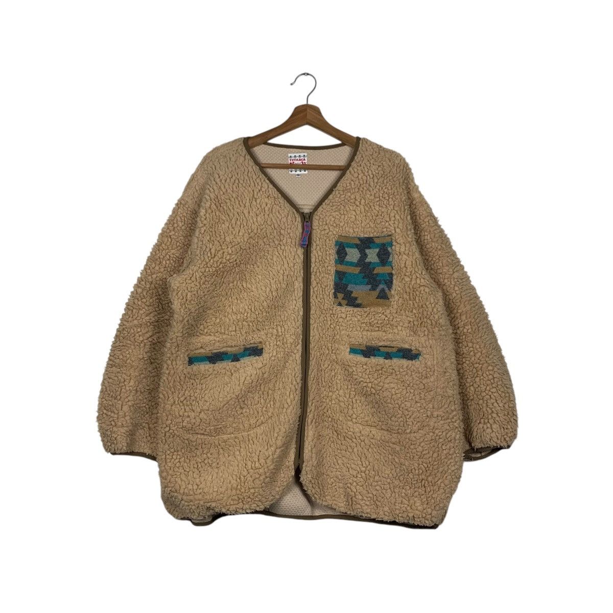 Japanese Brand TITICACA Deep Pile Fleece Jacket V Neck #2108-C92 Size US L / EU 52-54 / 3 - 1 Thumbnail