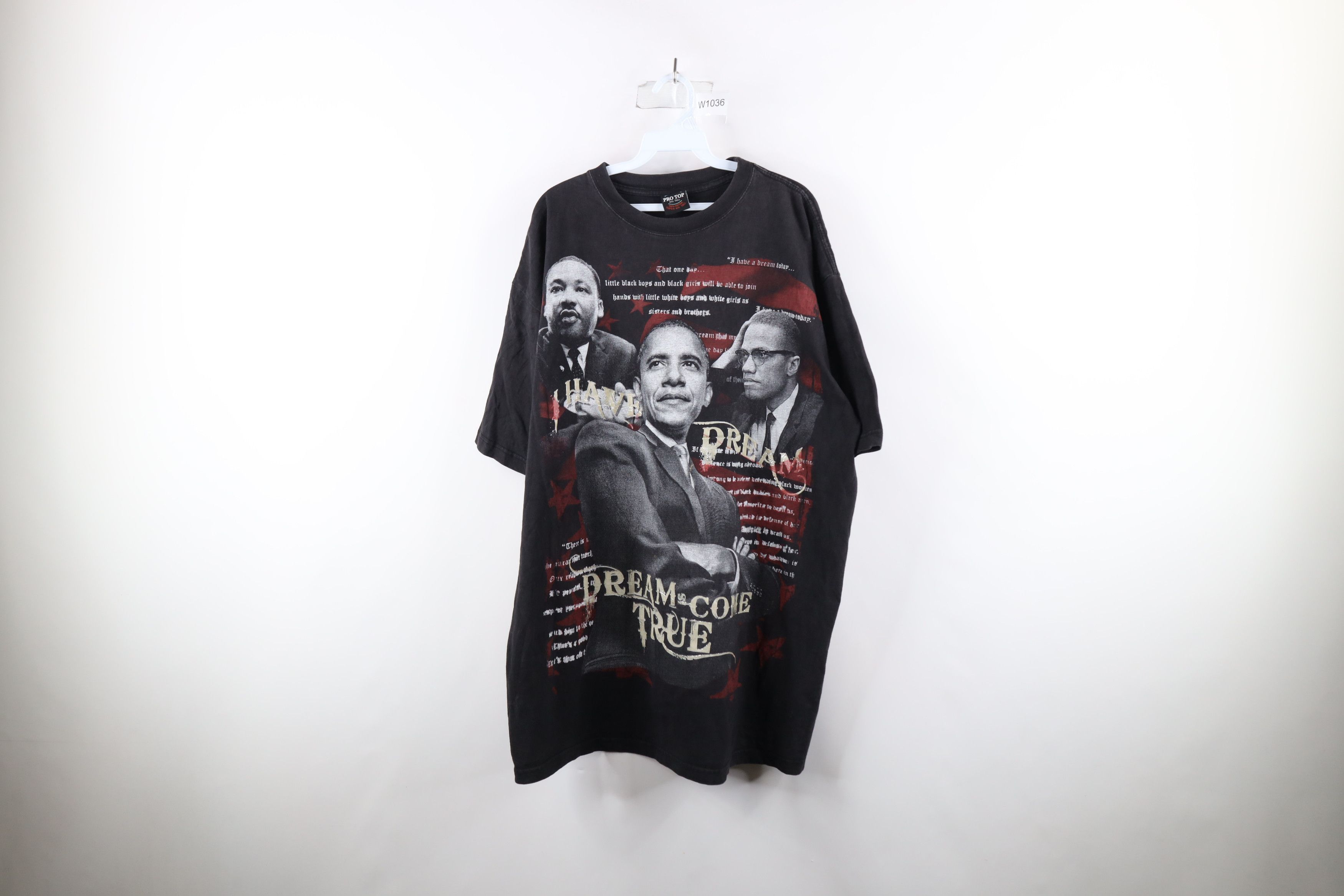 Vintage Vintage Y2K Streetwear Obama Malcolm X MLK Jr T-Shirt Black Size US XXL / EU 58 / 5 - 1 Thumbnail