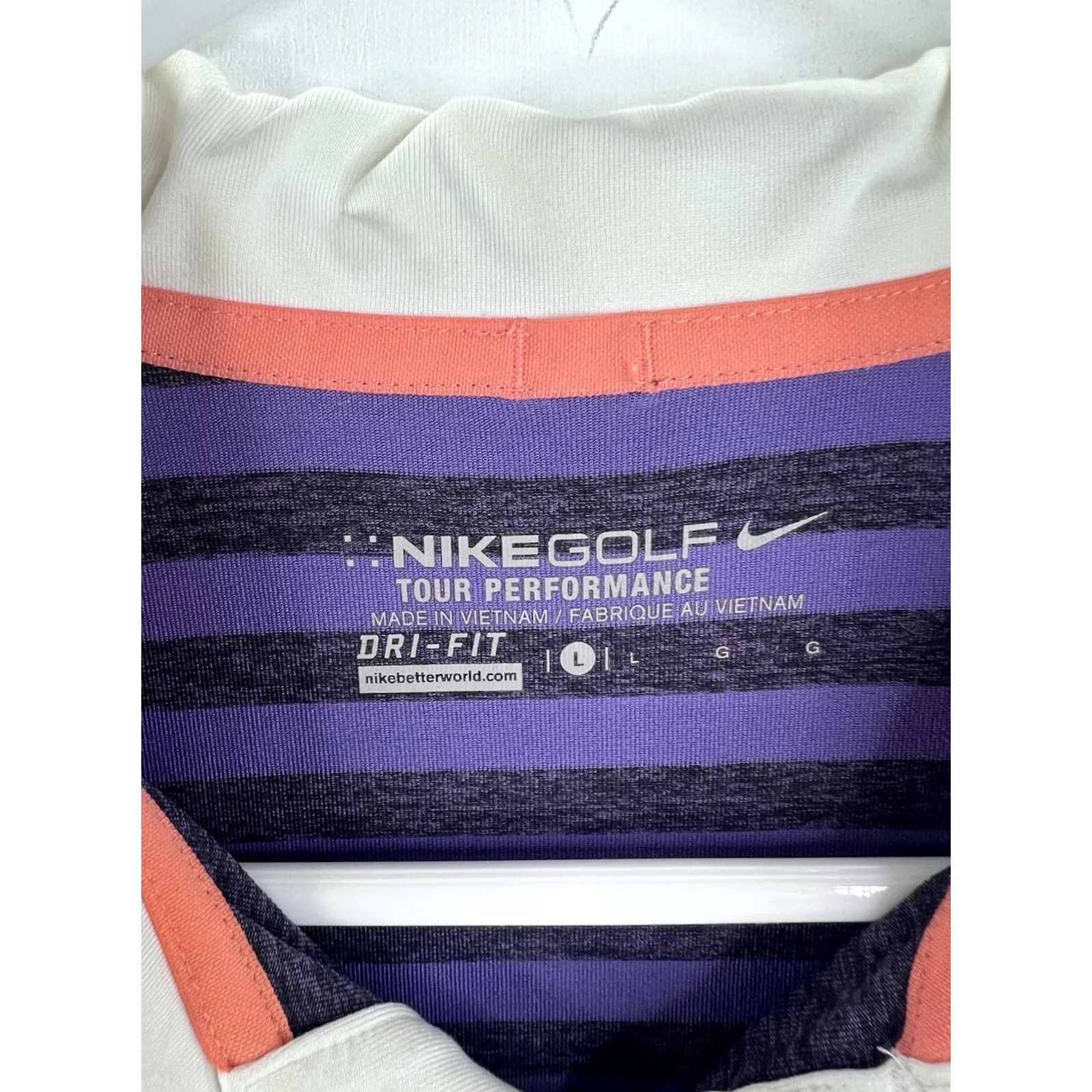 Nike Nike Polo Shirt Men Large Purple Golf Tour Performance Dri Fit Embroidered Striped Athletic Short Sleeve Size US L / EU 52-54 / 3 - 4 Thumbnail