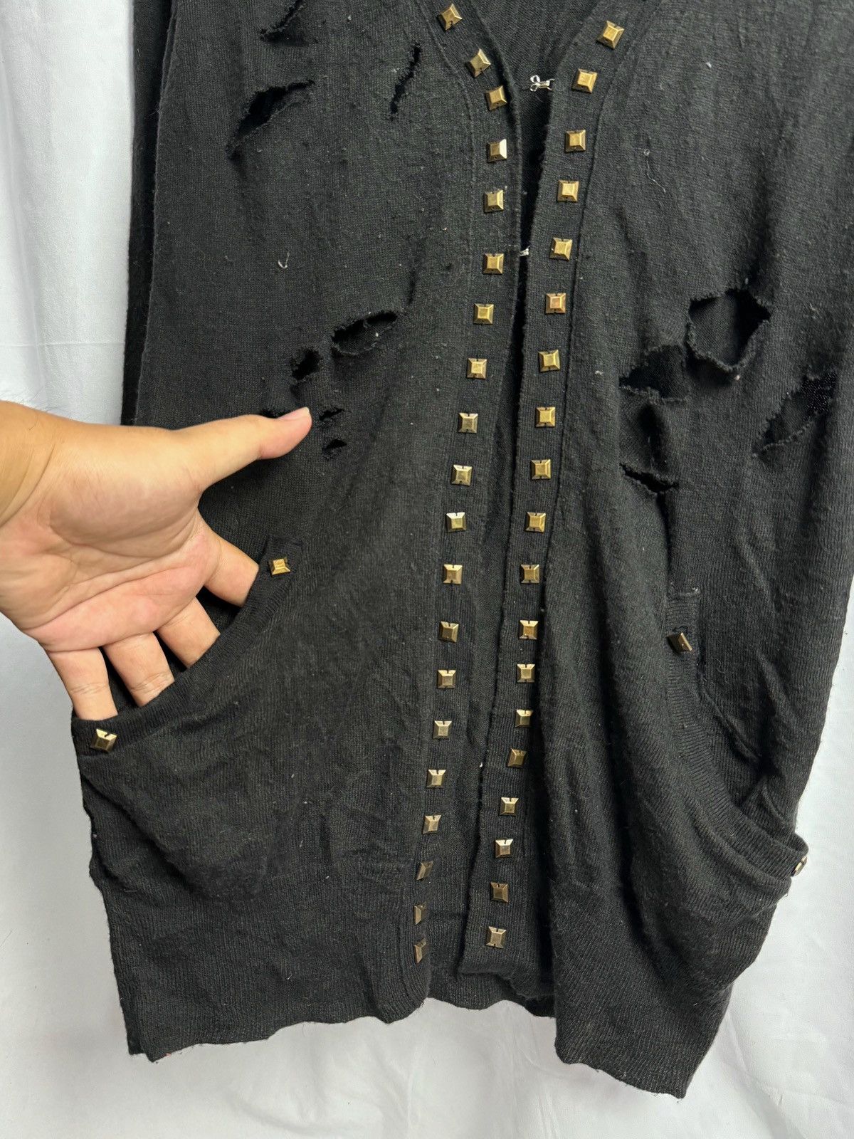 Hysteric Glamour × If Six Was Nine × Japanese Brand Studded Distressed Cardigan Jeanasis Size US M / EU 48-50 / 2 - 4 Thumbnail