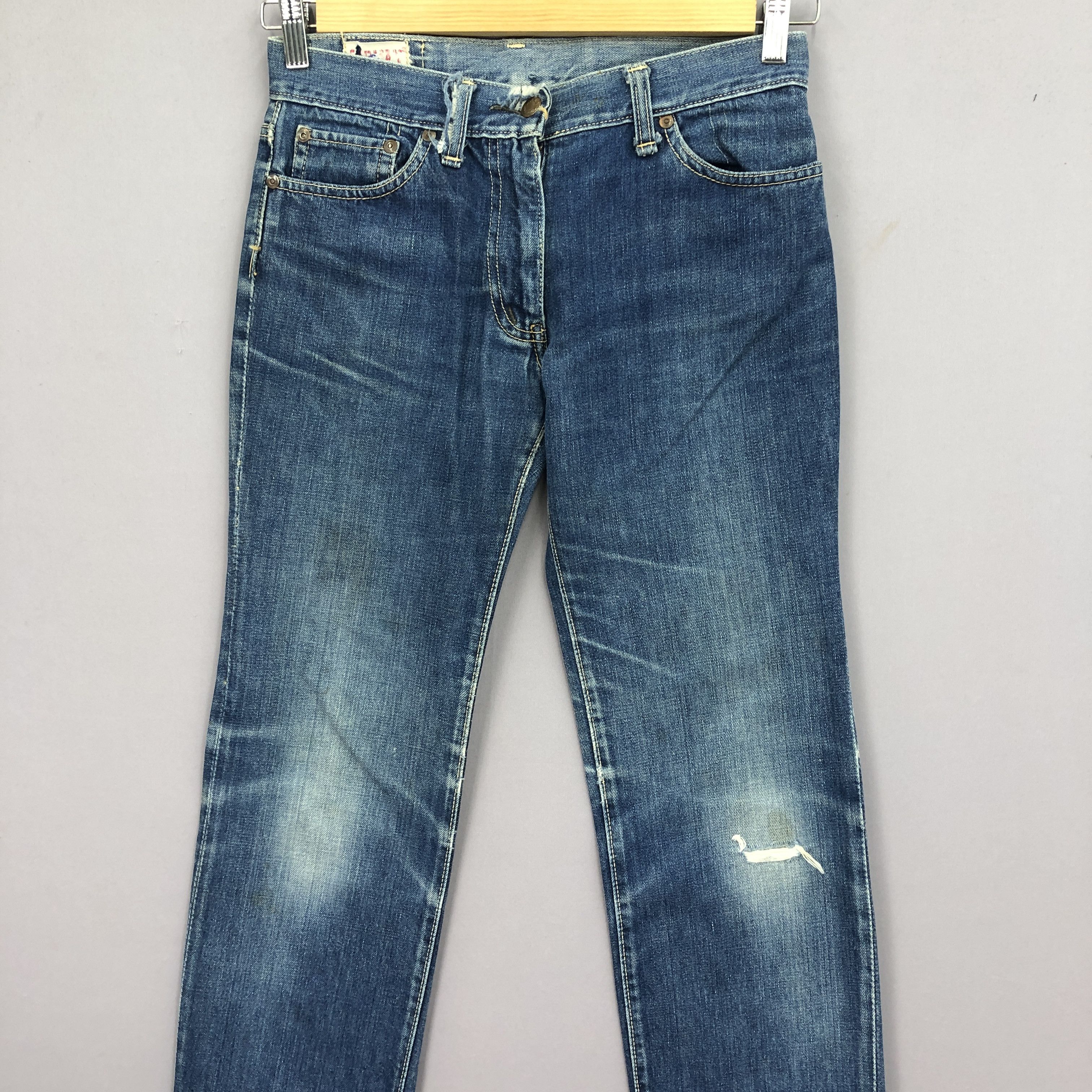 Japanese Brand Vintage 70s Blueway Flare Jeans Faded Light Wash Denim Size 28" / US 6 / IT 42 - 3 Thumbnail