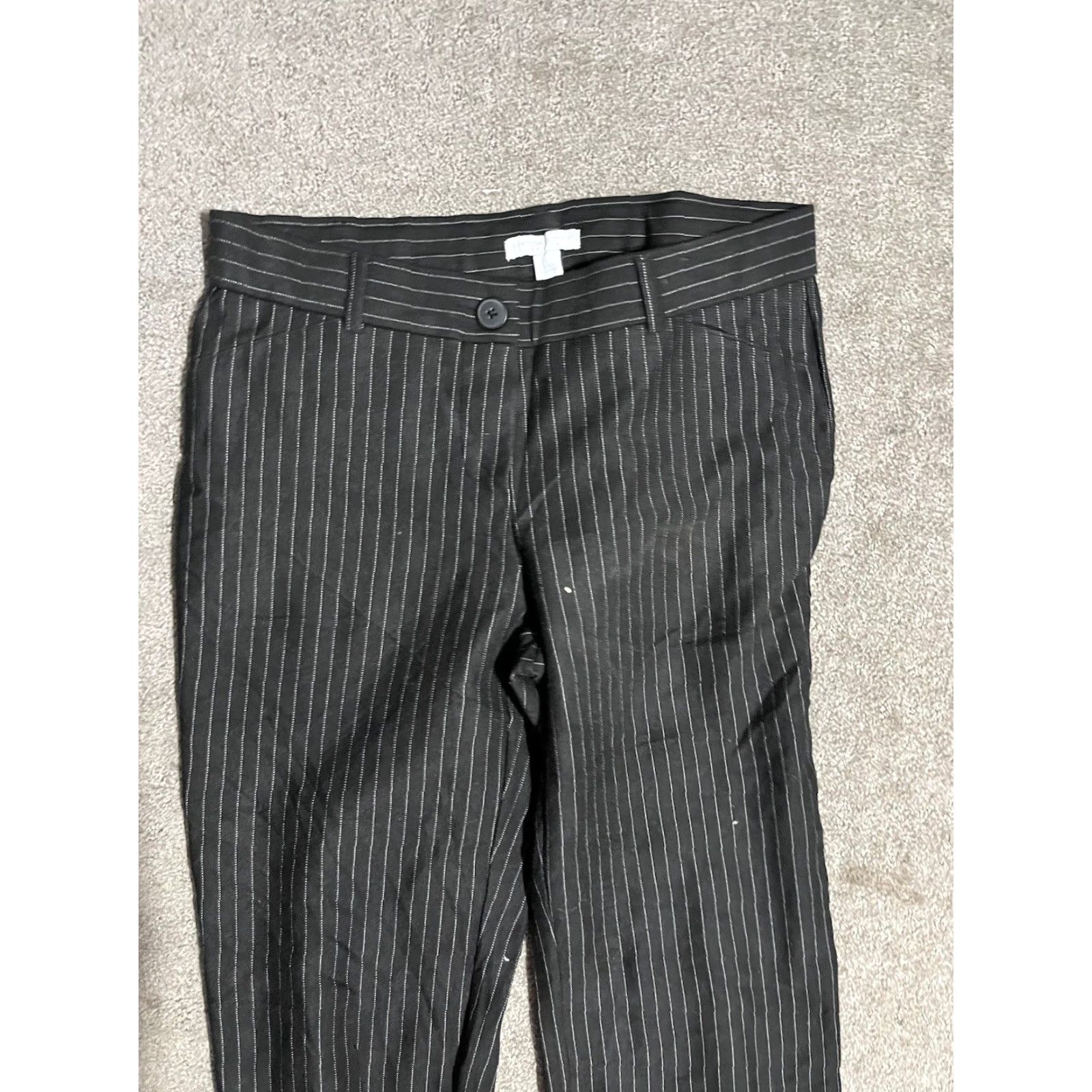 Banana Republic Banana Republic Women Striped Black Wide-Leg Dress Pants Pull On Polyester Size S Womens Size 28" / US 6 / IT 42 - 2 Thumbnail