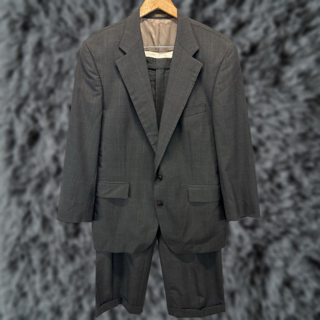Vintage VINTAGE Ralph Lauren Polo University Club Suit Men’s 44R Wool Plaid 2-Piece Business Brown/Gray 35x27 Size US XXL / EU 58 / 5 - 1 Thumbnail