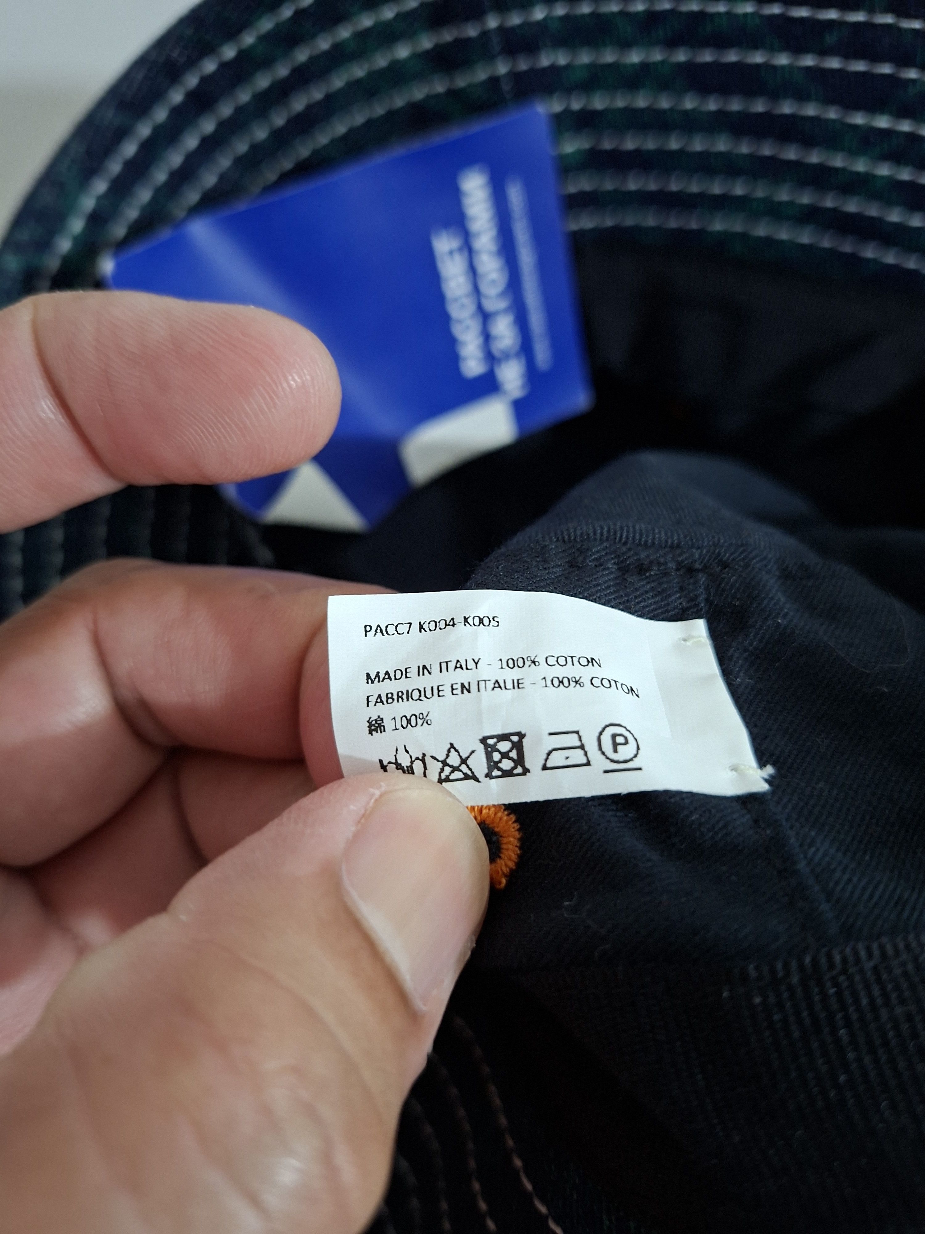 PACCBET Rassvet Navy and Green Check Contrast Stitch Bucket Hat Size ONE SIZE - 8 Thumbnail