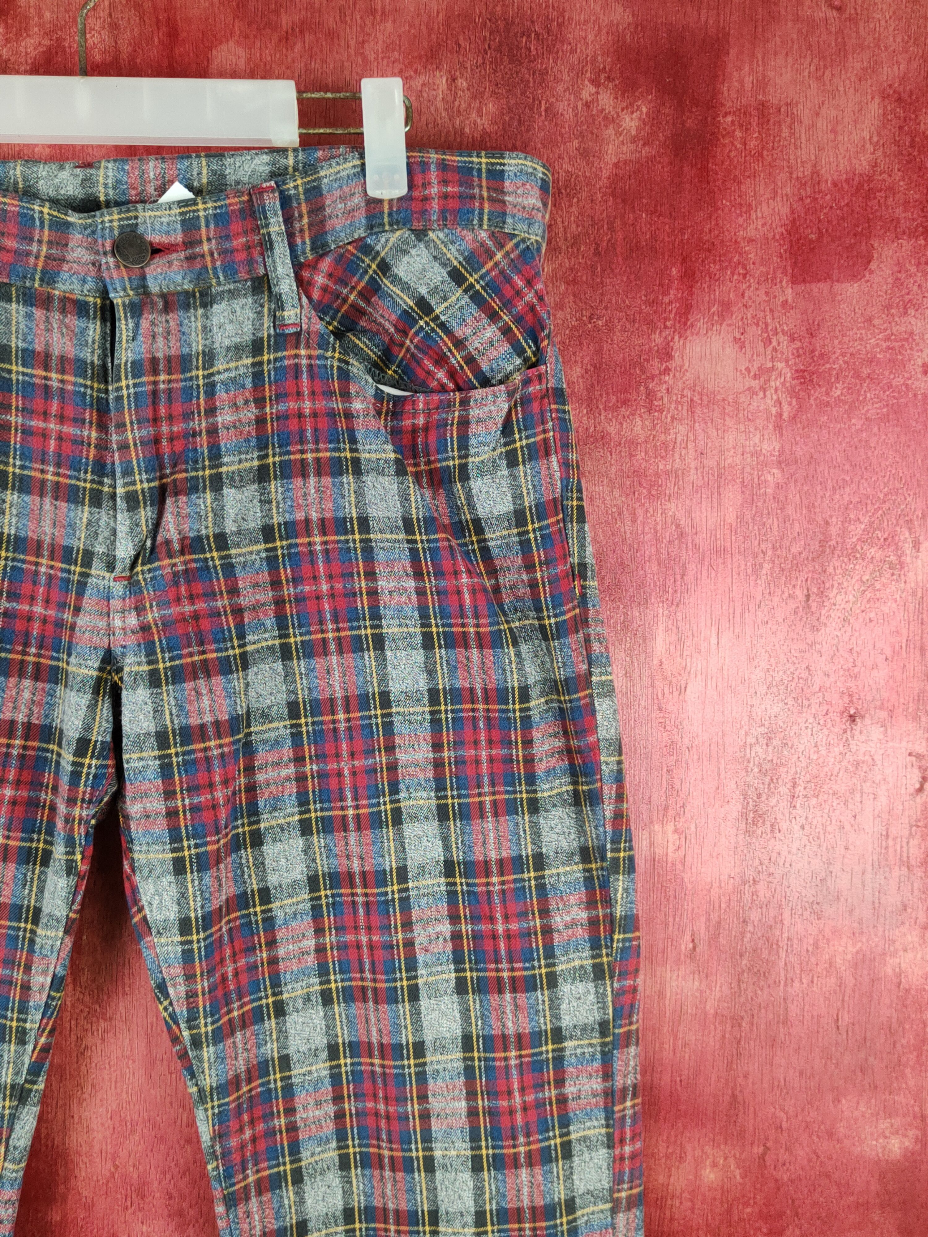 Japanese Brand Duffer of St George Red checkered punk Casual Pants #S1479 Size US 35 - 5 Thumbnail